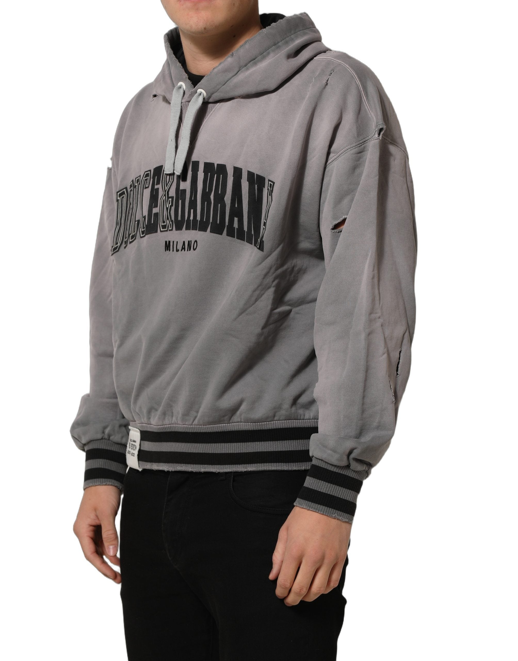 Dolce & Gabbana Grauer Grafik-Kapuzenpullover Herren Pullover-4