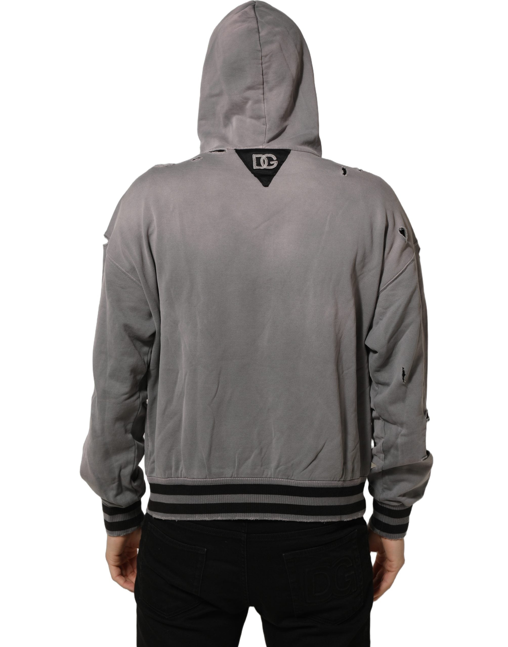 Dolce & Gabbana Grauer Grafik-Kapuzenpullover Herren Pullover-5