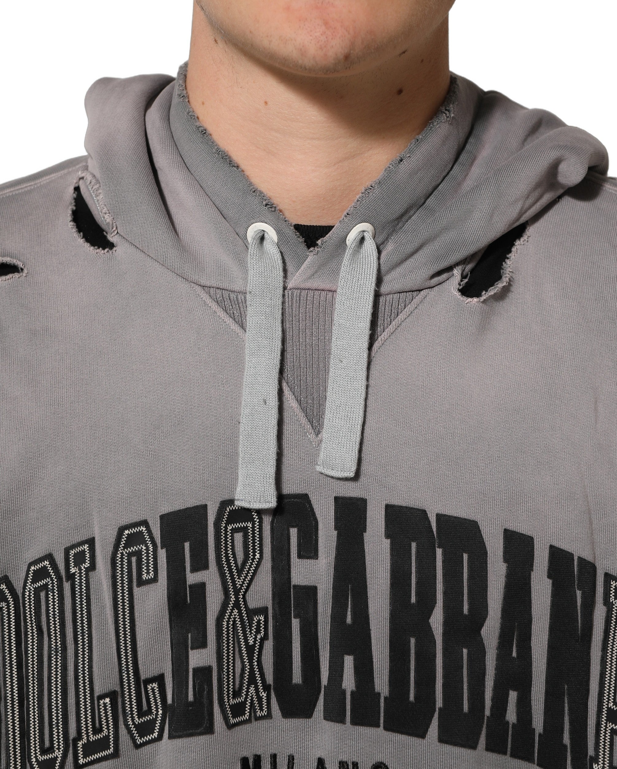 Dolce & Gabbana Grauer Grafik-Kapuzenpullover Herren Pullover-6