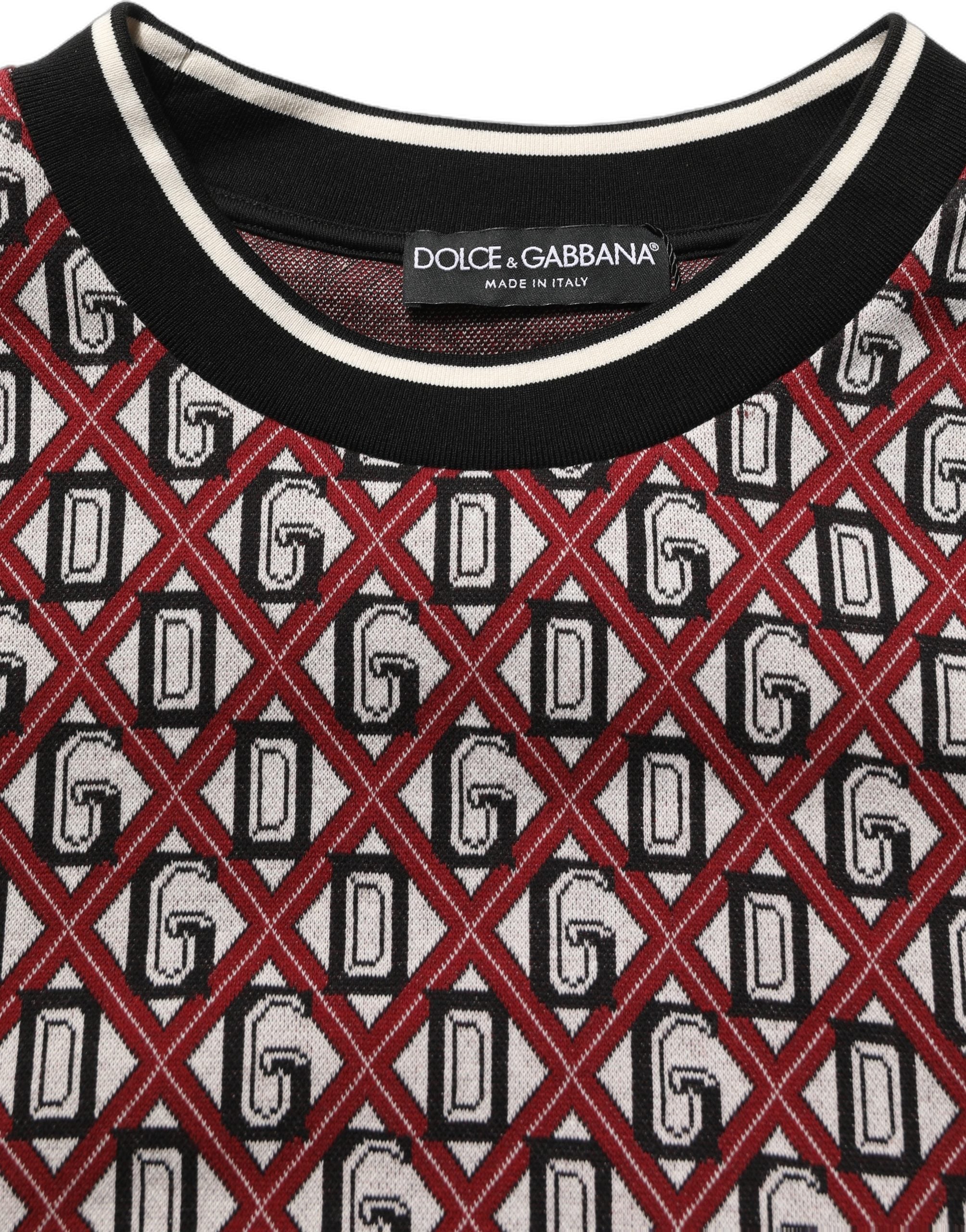 Dolce & Gabbana Roter Baumwoll-Jacquard-Sweatshirt mit Logo