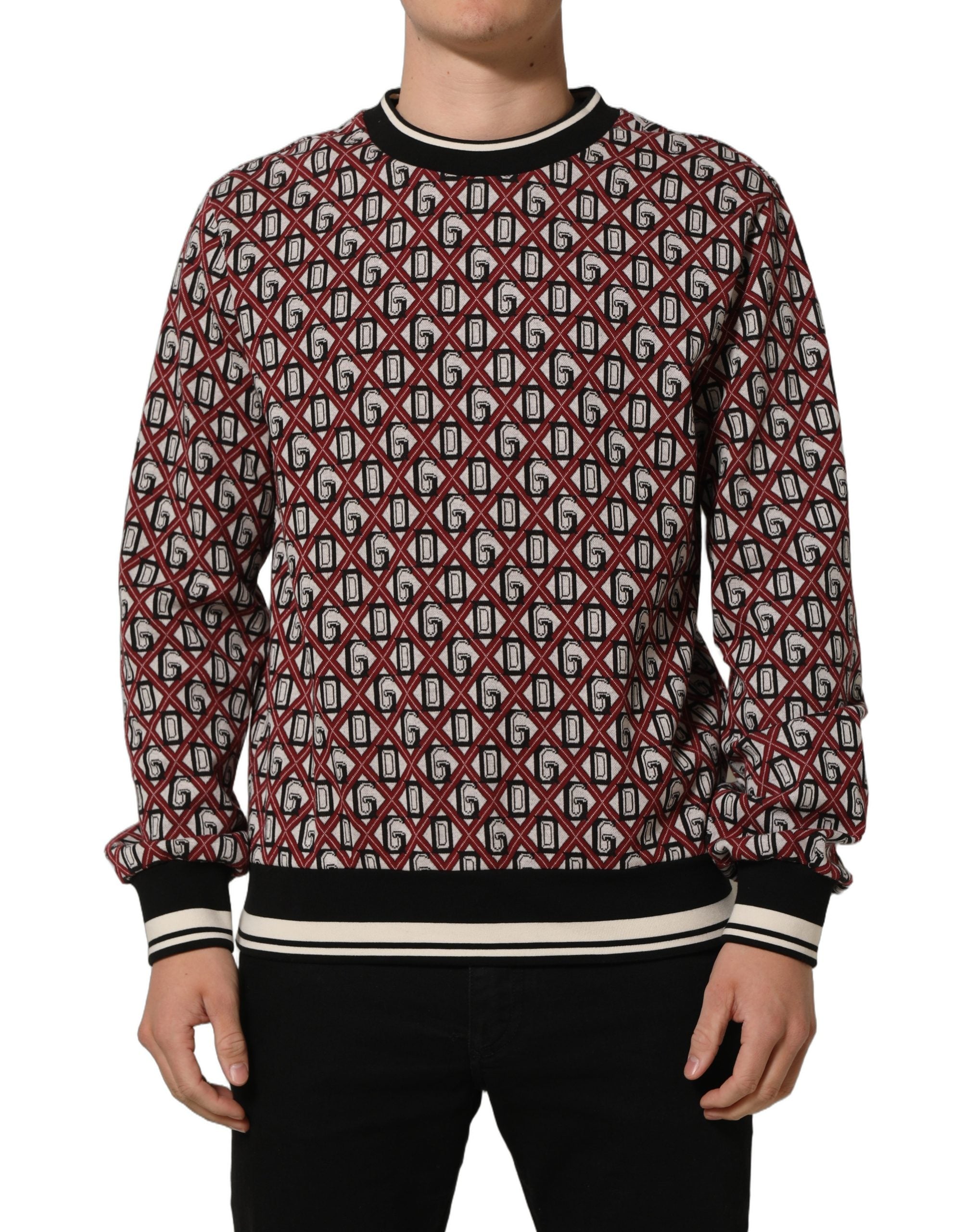 Dolce & Gabbana Roter Baumwoll-Jacquard-Sweatshirt mit Logo-3