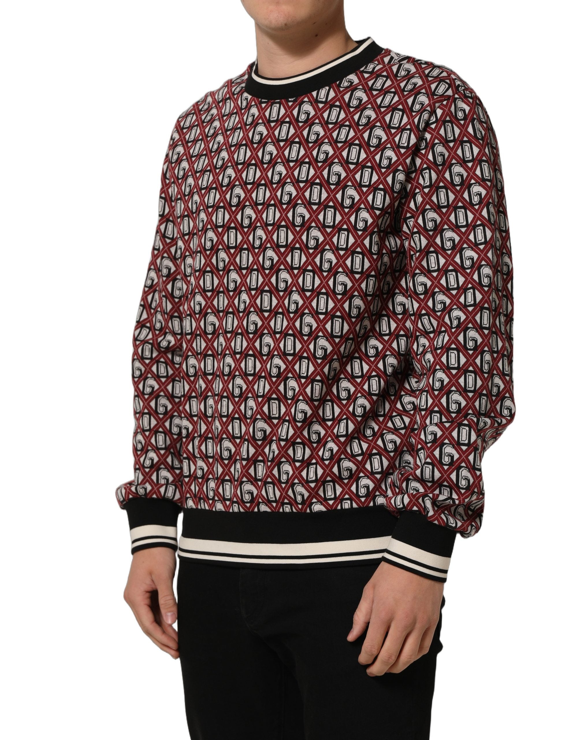 Dolce & Gabbana Roter Baumwoll-Jacquard-Sweatshirt mit Logo-4