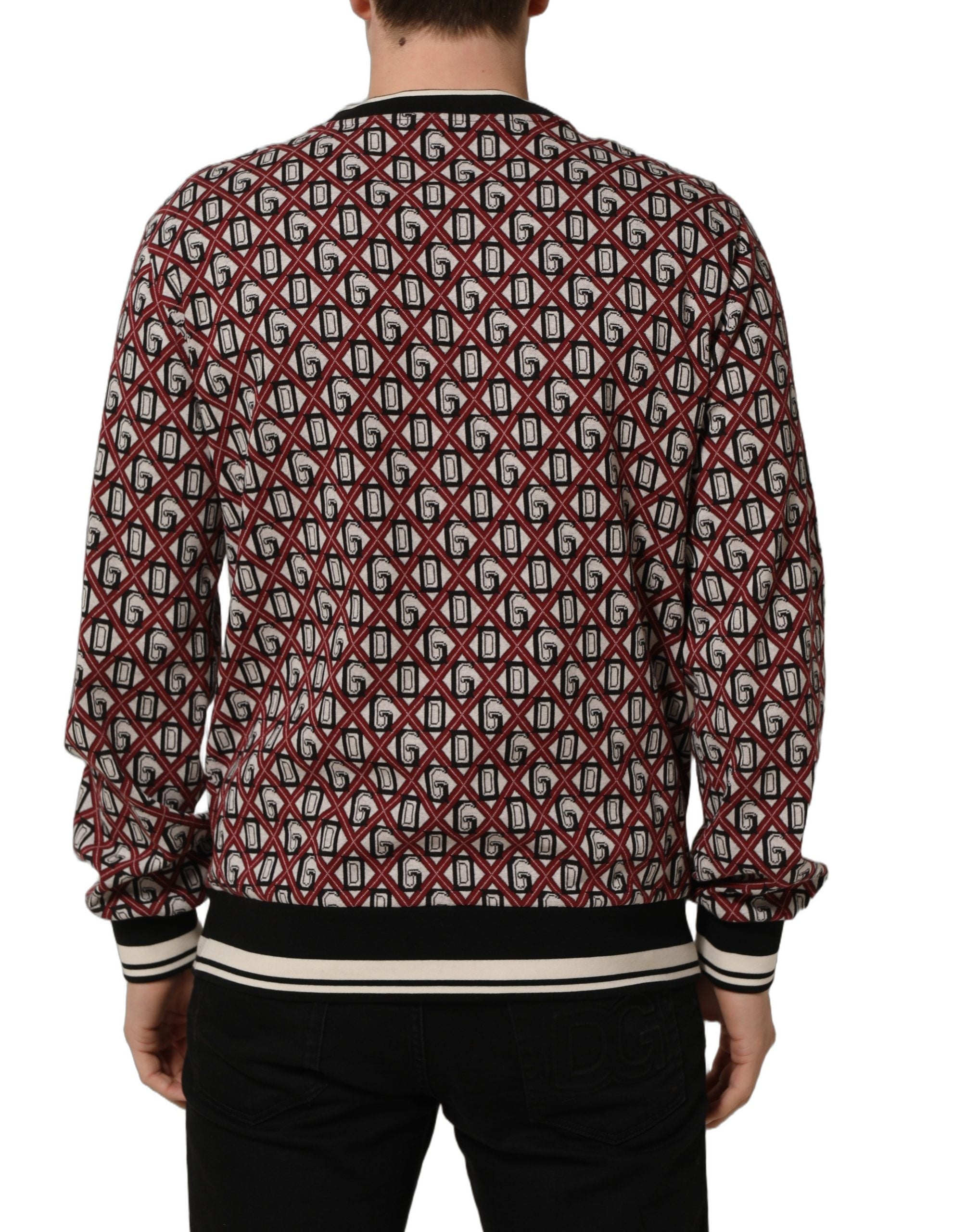 Dolce & Gabbana Roter Baumwoll-Jacquard-Sweatshirt mit Logo-5