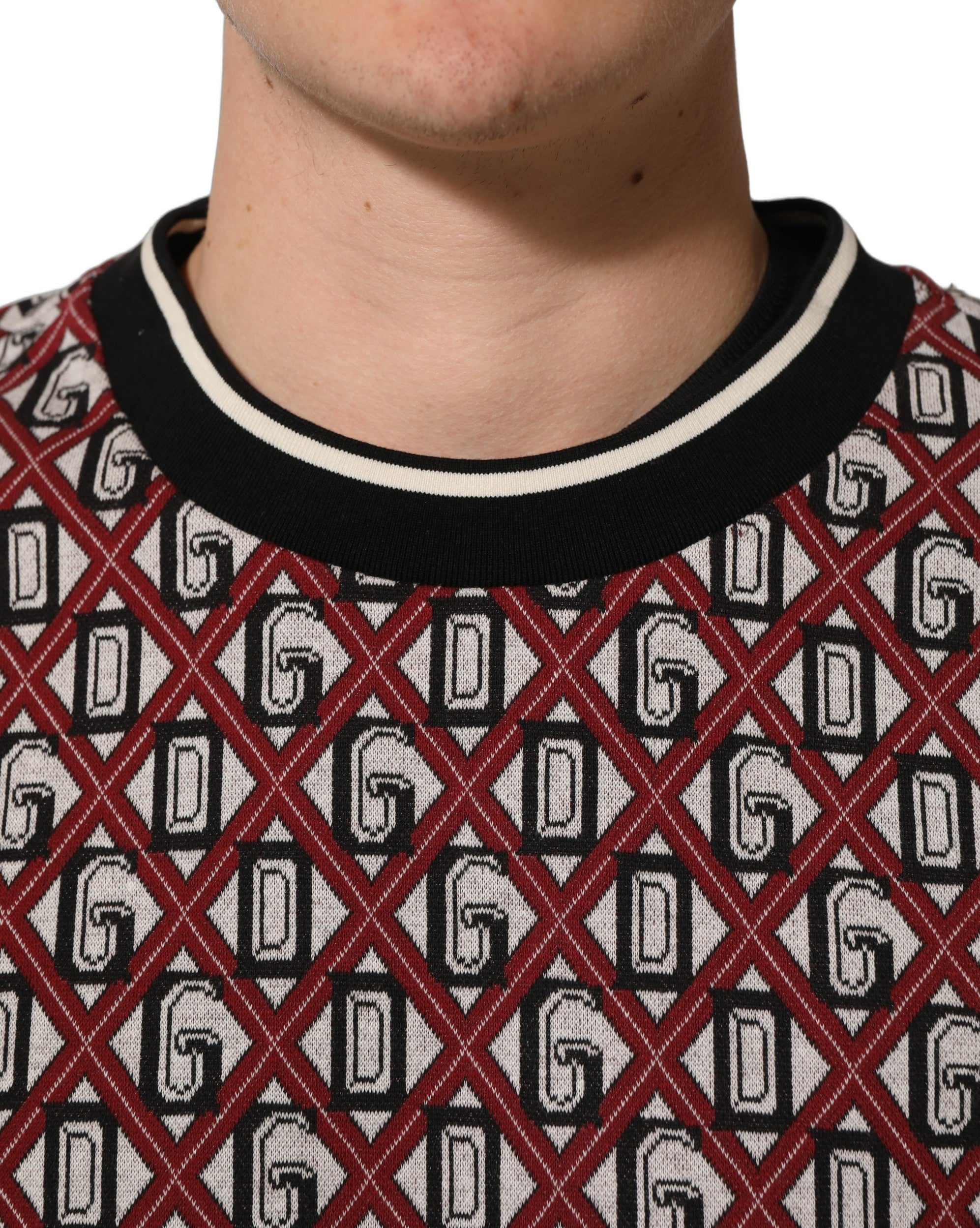 Dolce & Gabbana Roter Baumwoll-Jacquard-Sweatshirt mit Logo-6