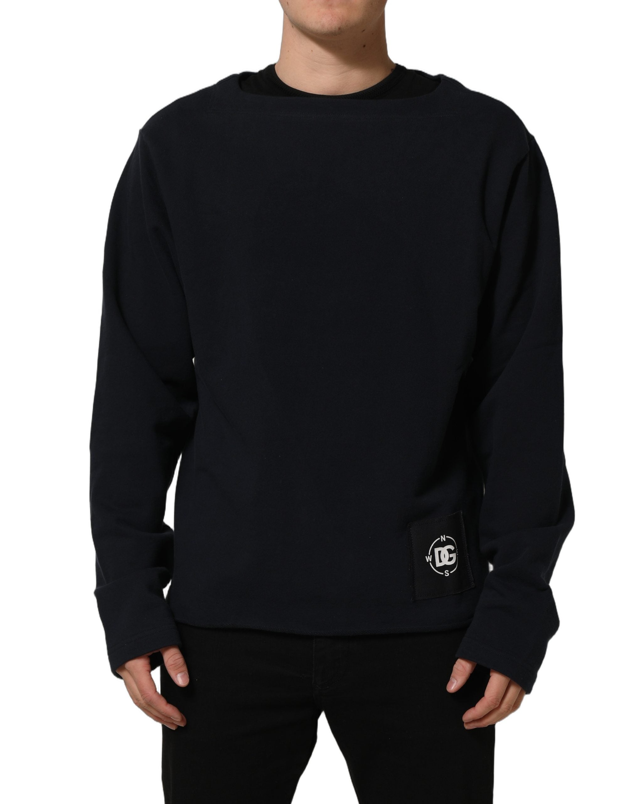 Dolce & Gabbana Dunkelblaues Baumwoll-Sweatshirt mit Logo-2