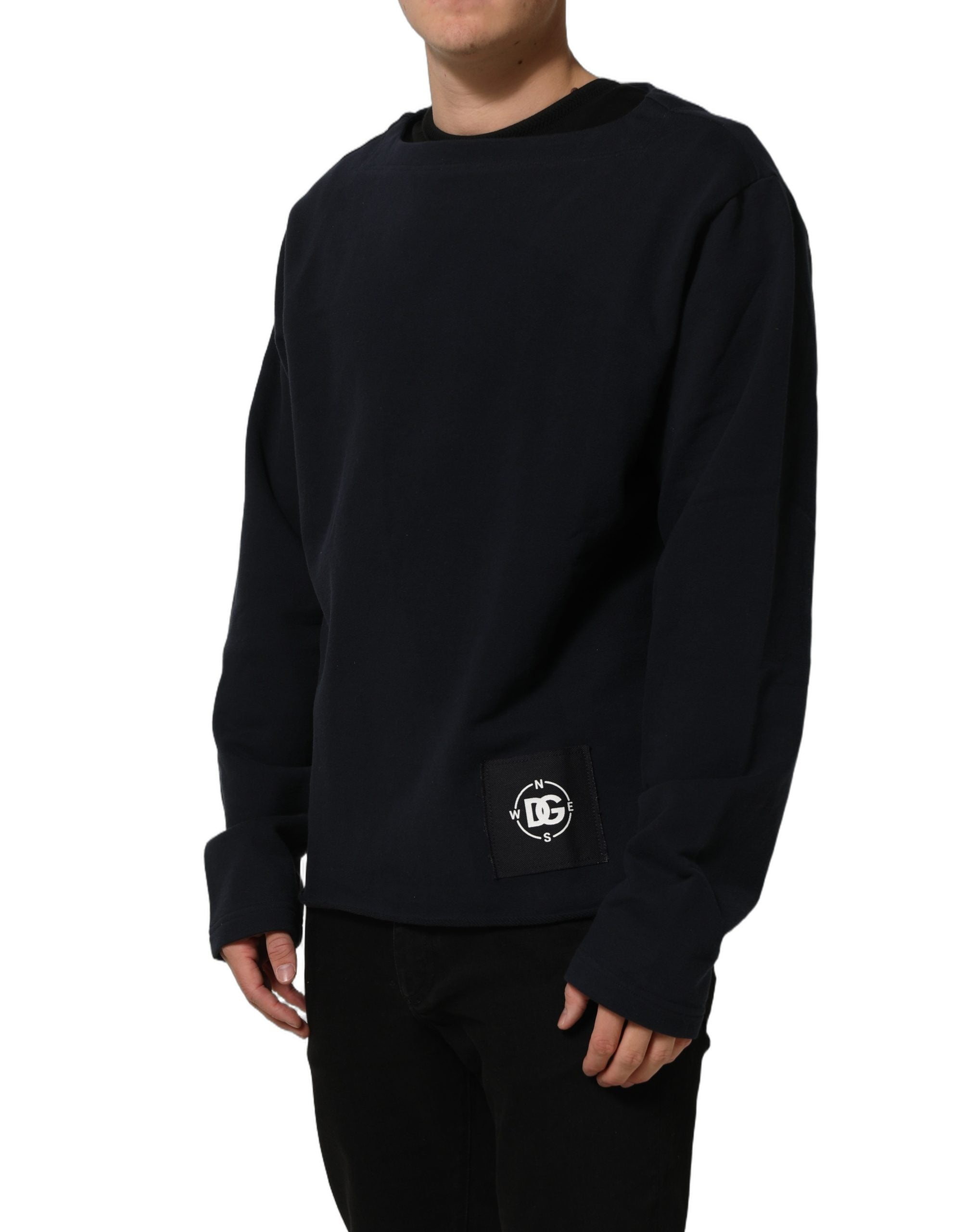 Dolce & Gabbana Dunkelblaues Baumwoll-Sweatshirt mit Logo-4