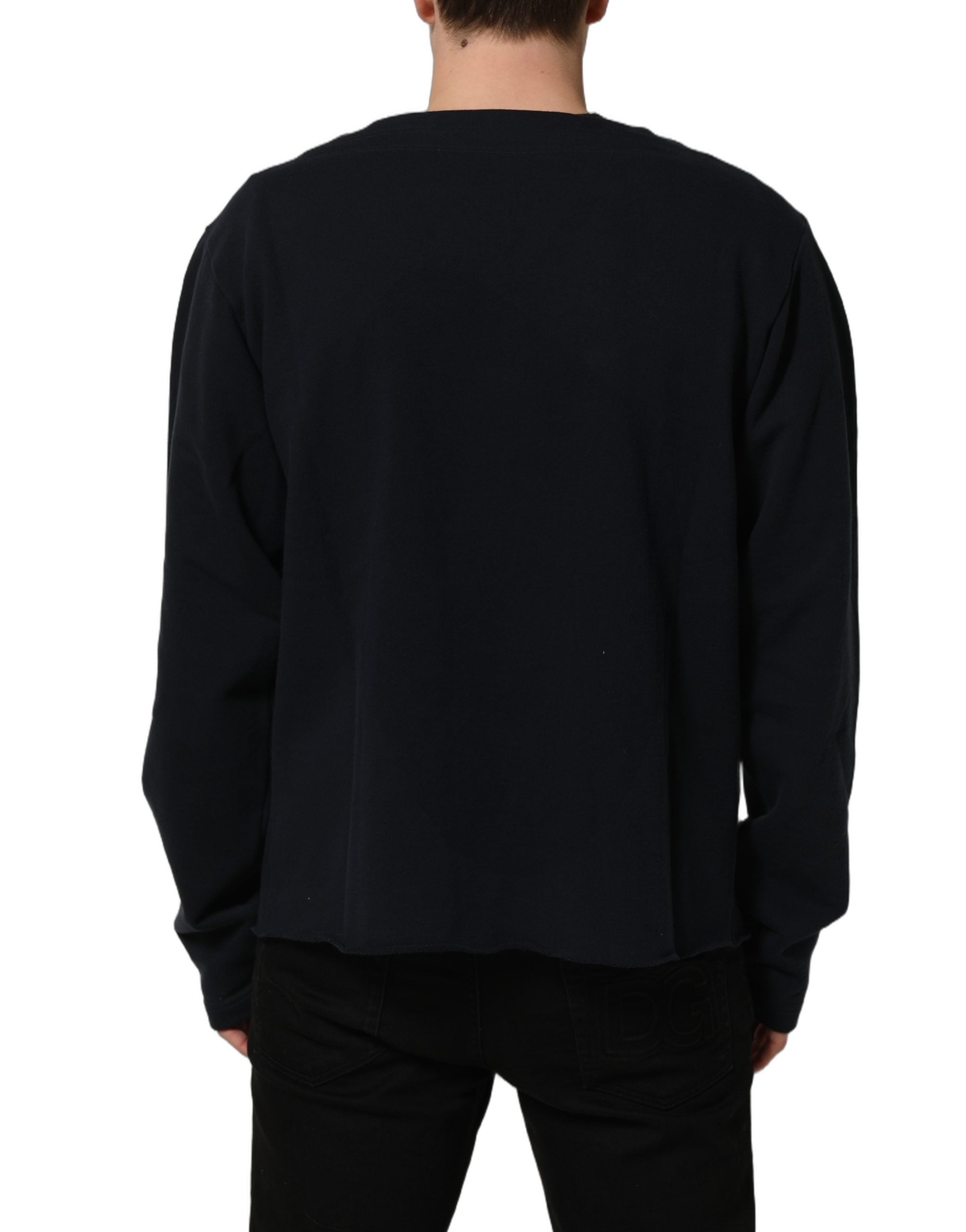 Dolce & Gabbana Dunkelblaues Baumwoll-Sweatshirt mit Logo-5