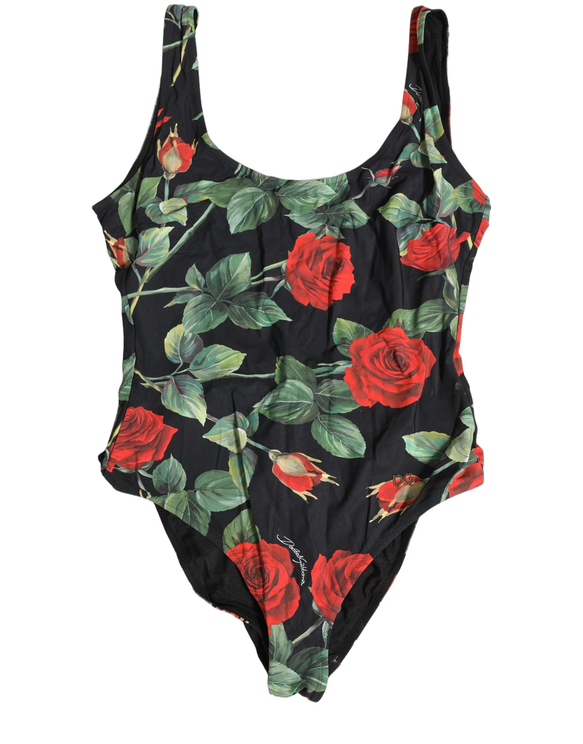 Dolce & Gabbana Einteiliger Badeanzug mit schwarzem Blumenprint-3