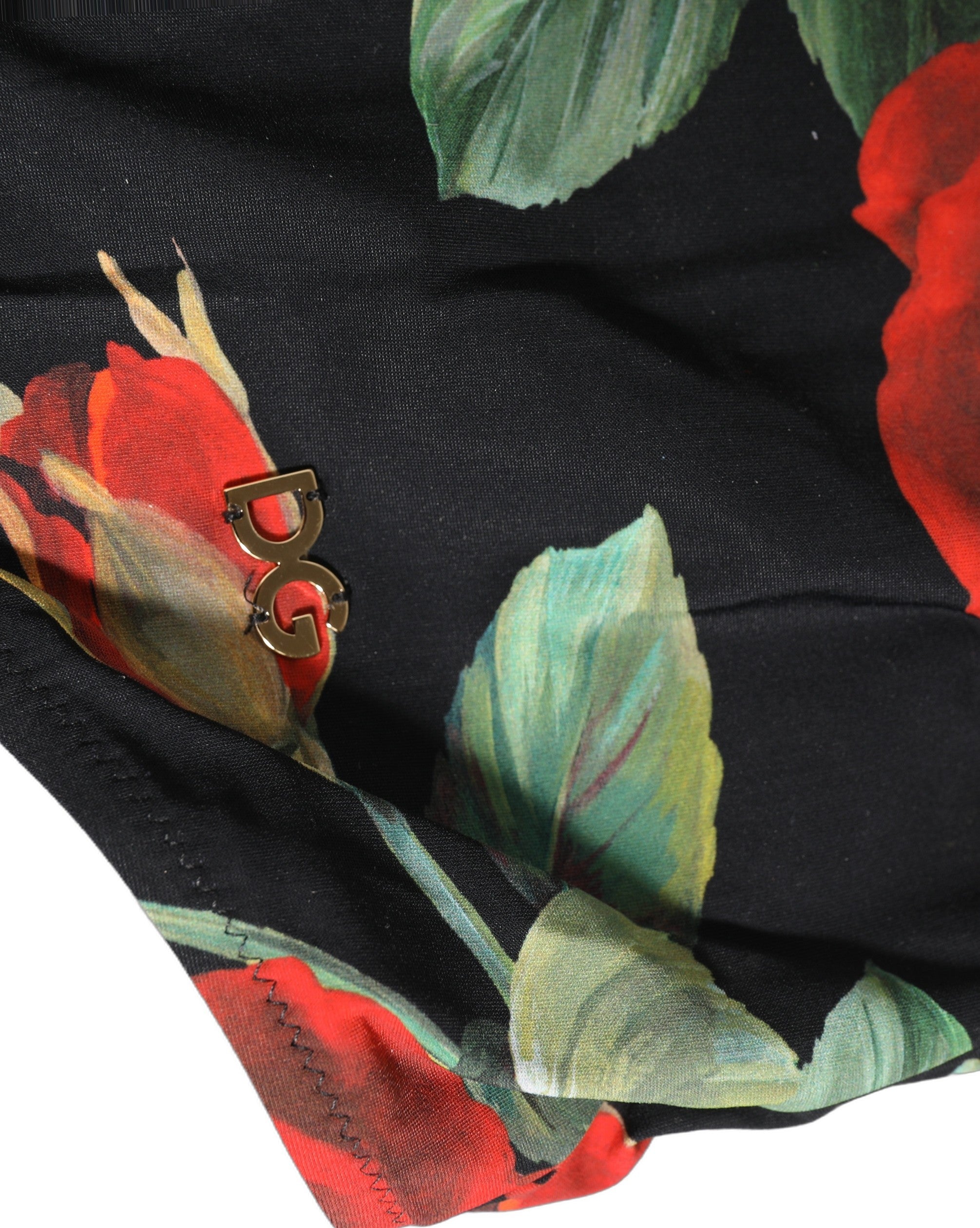 Dolce & Gabbana Einteiliger Badeanzug mit schwarzem Blumenprint-5