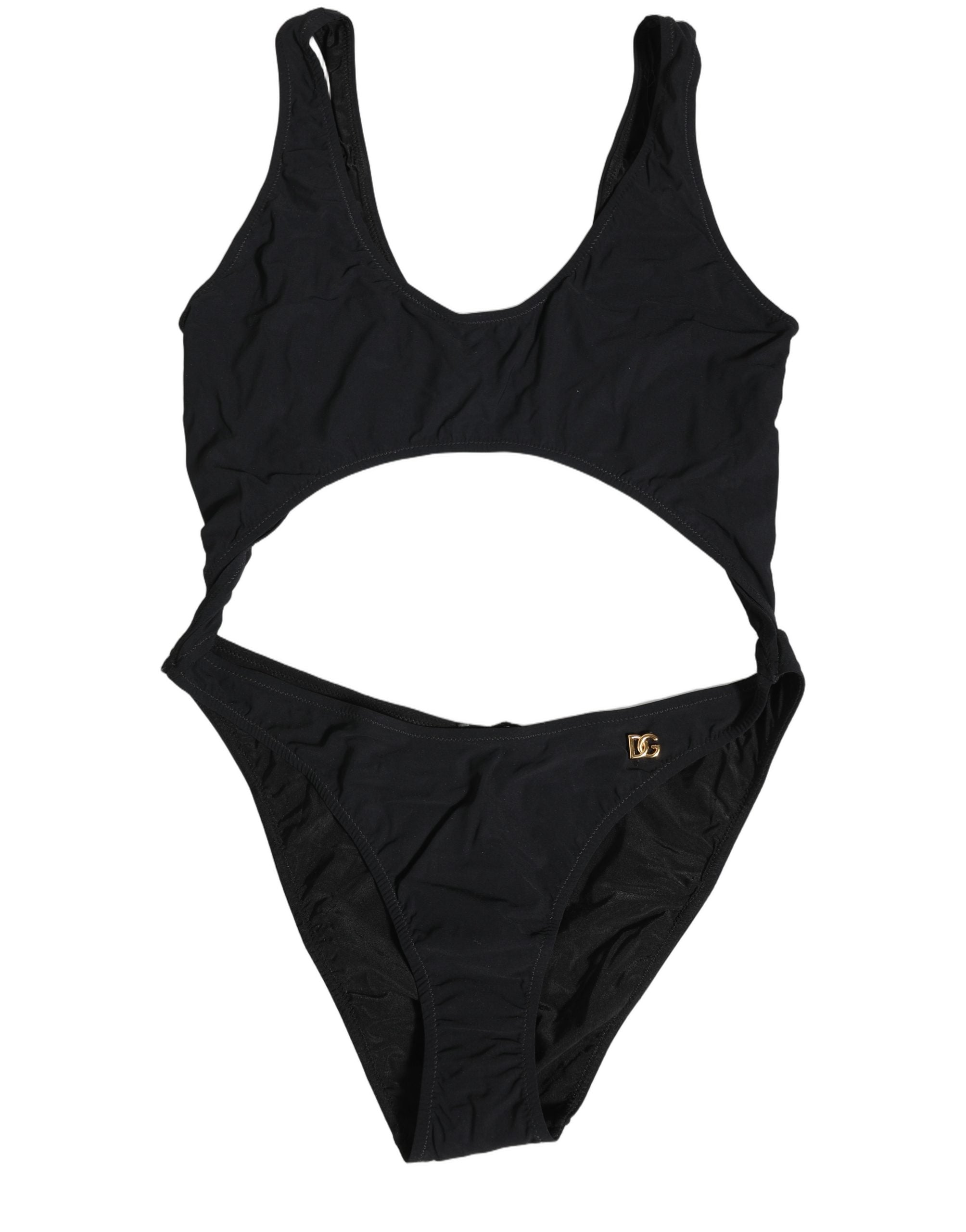 Dolce & Gabbana Schwarzer Badeanzug mit Cut-Out und Logo-2