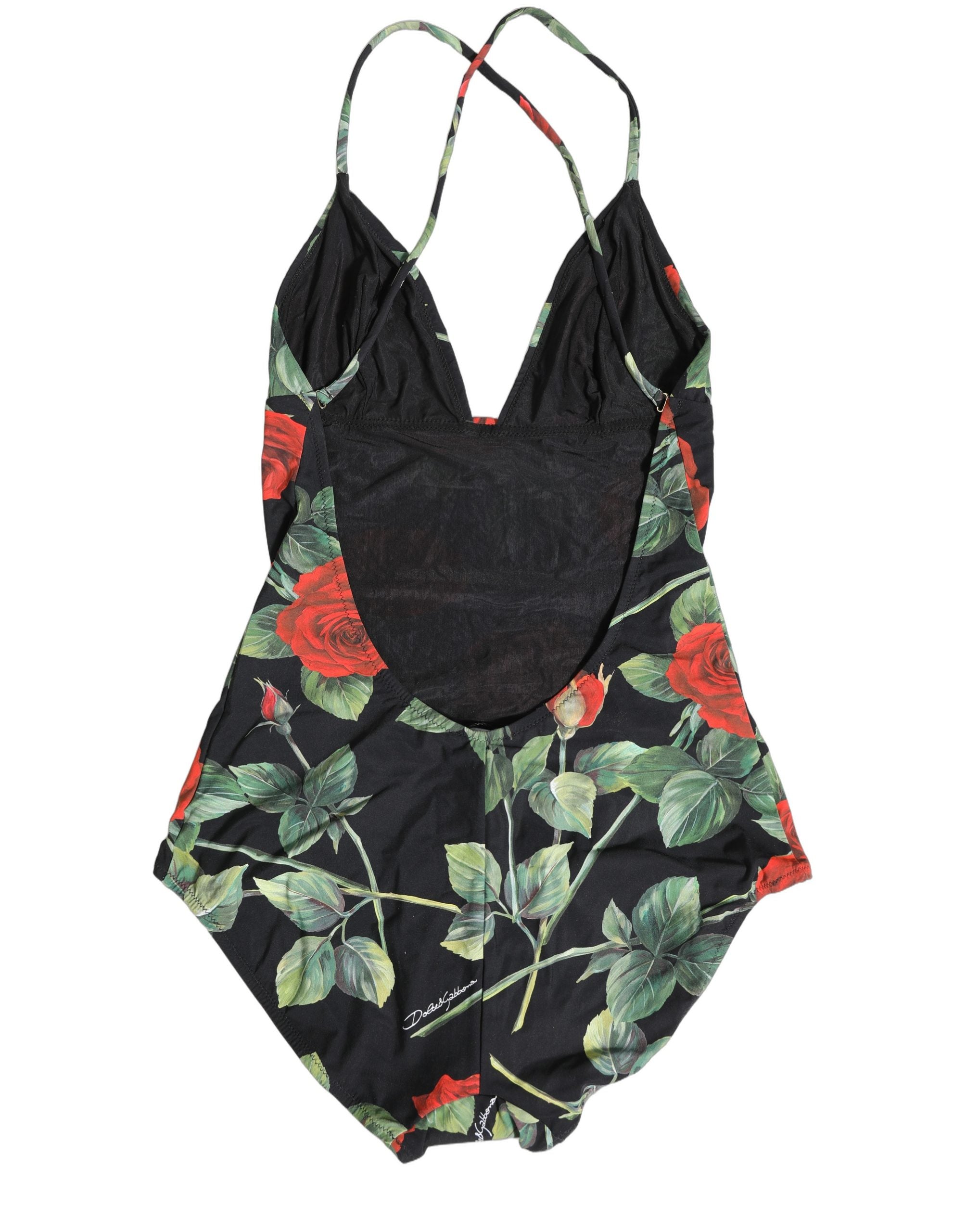 Dolce & Gabbana Einteiliger Badeanzug mit schwarzem Blumenprint-2