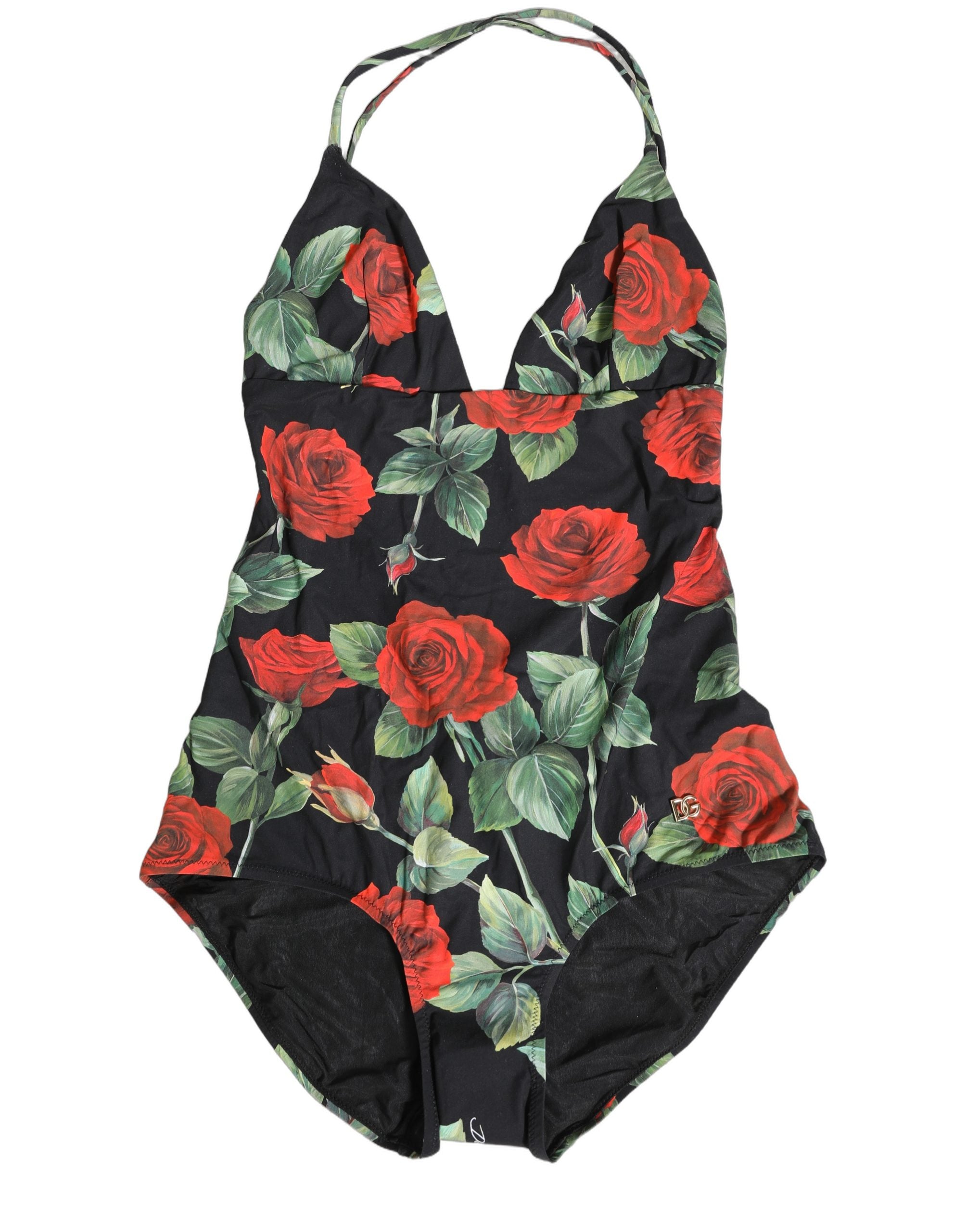 Dolce & Gabbana Einteiliger Badeanzug mit schwarzem Blumenprint-4