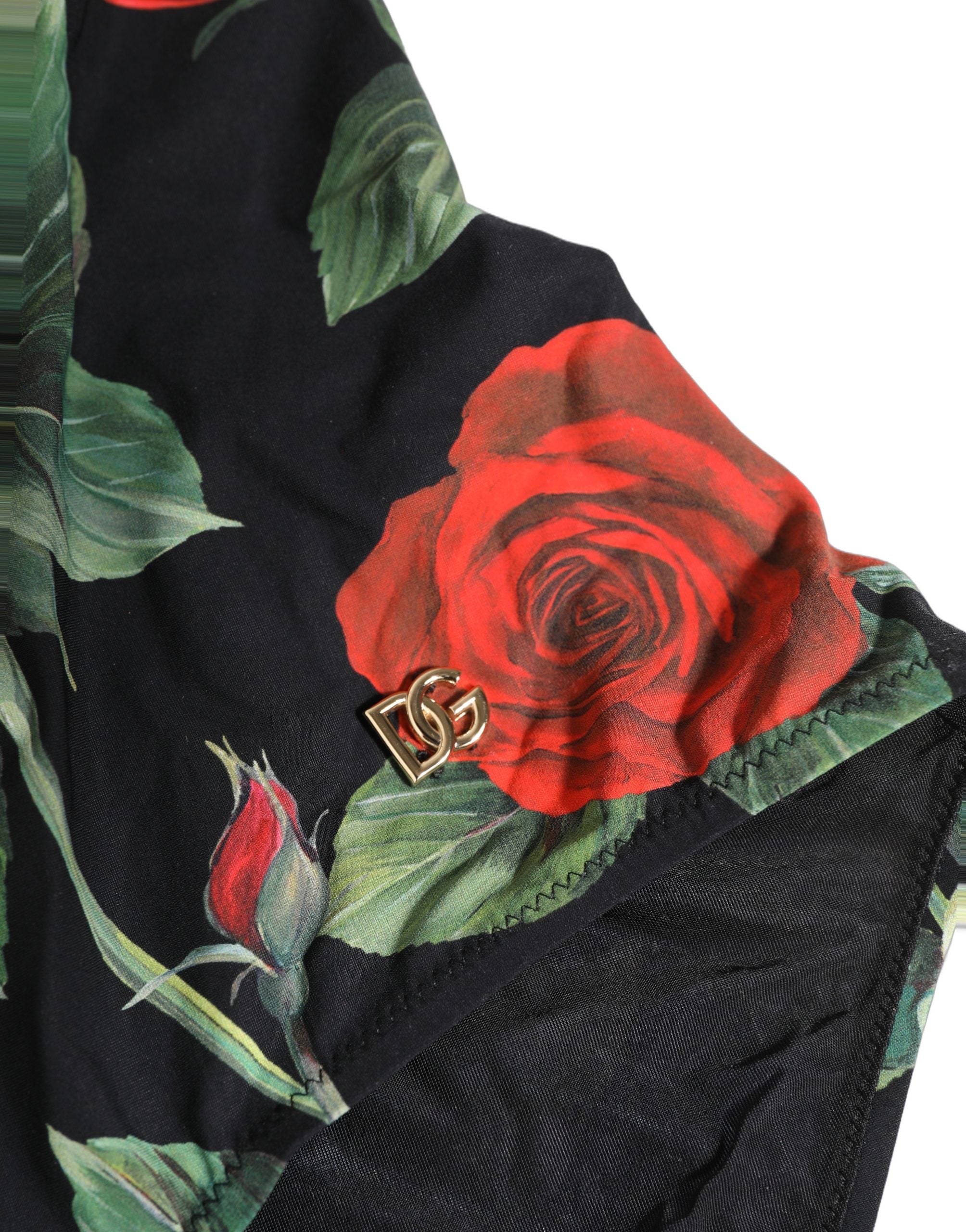 Dolce & Gabbana Einteiliger Badeanzug mit schwarzem Blumenprint-6