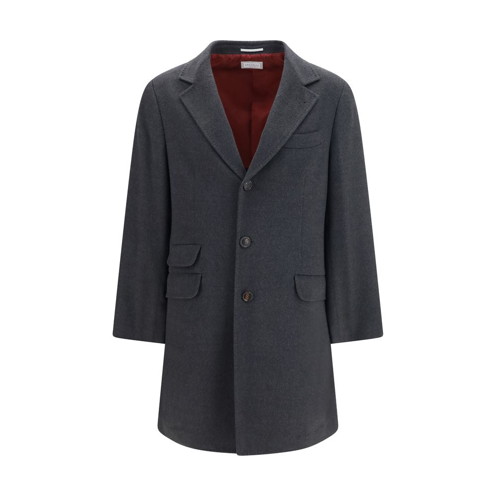 Brunello Cucinelli Grauer Kaschmir-Mantel-1