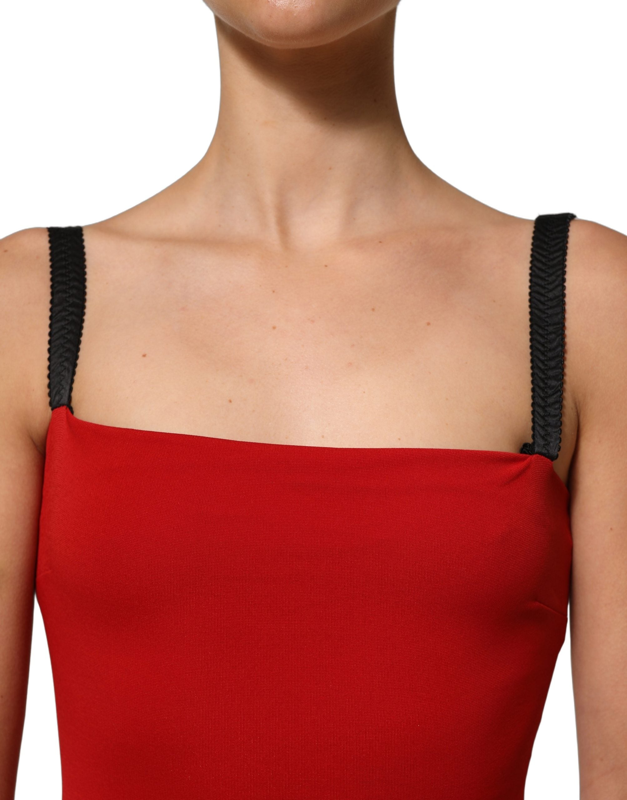 Dolce & Gabbana Rotes Stretch Bodycon Etuikleid knielang-2