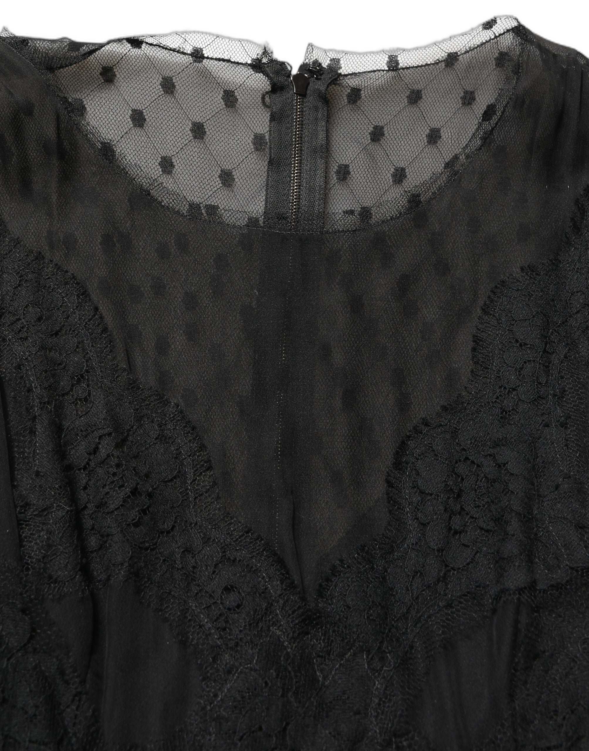 Dolce & Gabbana Ärmelloses Mini-Kleid in A-Linie mit schwarzer Spitze-1