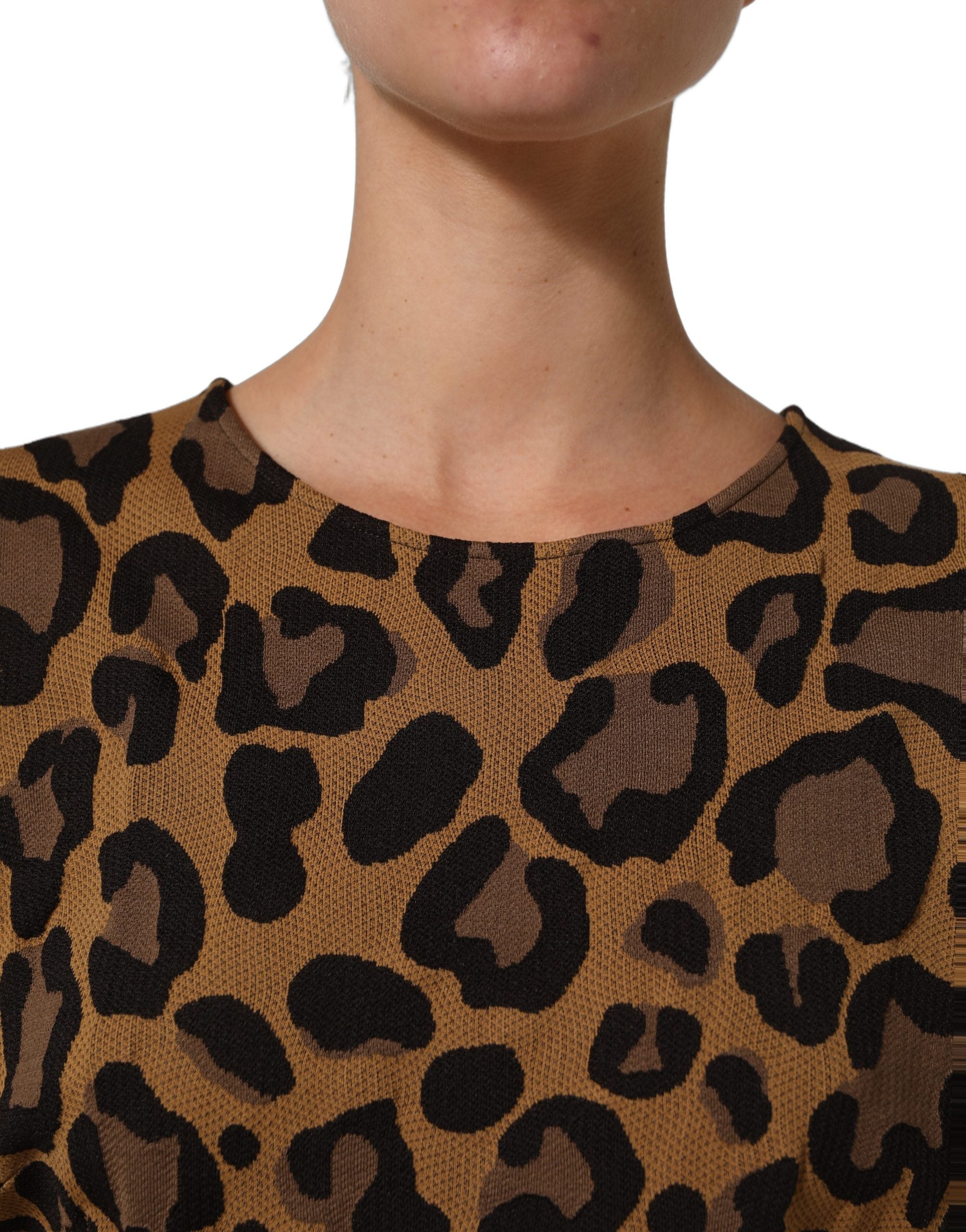 Dolce & Gabbana Braunes Mini-Kleid in A-Linie mit Leopardenmuster-5