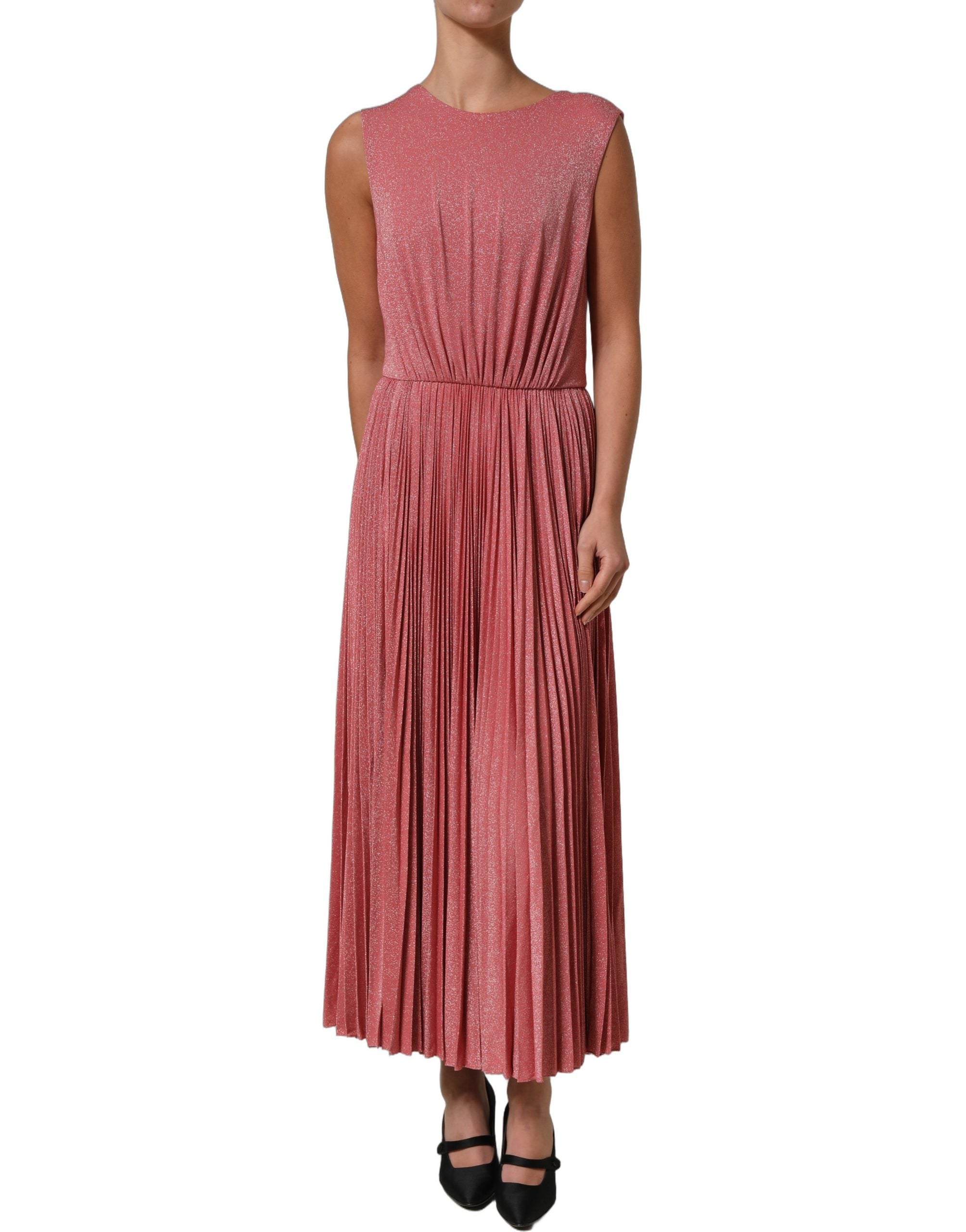 Dolce & Gabbana Maxikleid in Korallenrosa mit Falten und ohne Ärmel-2