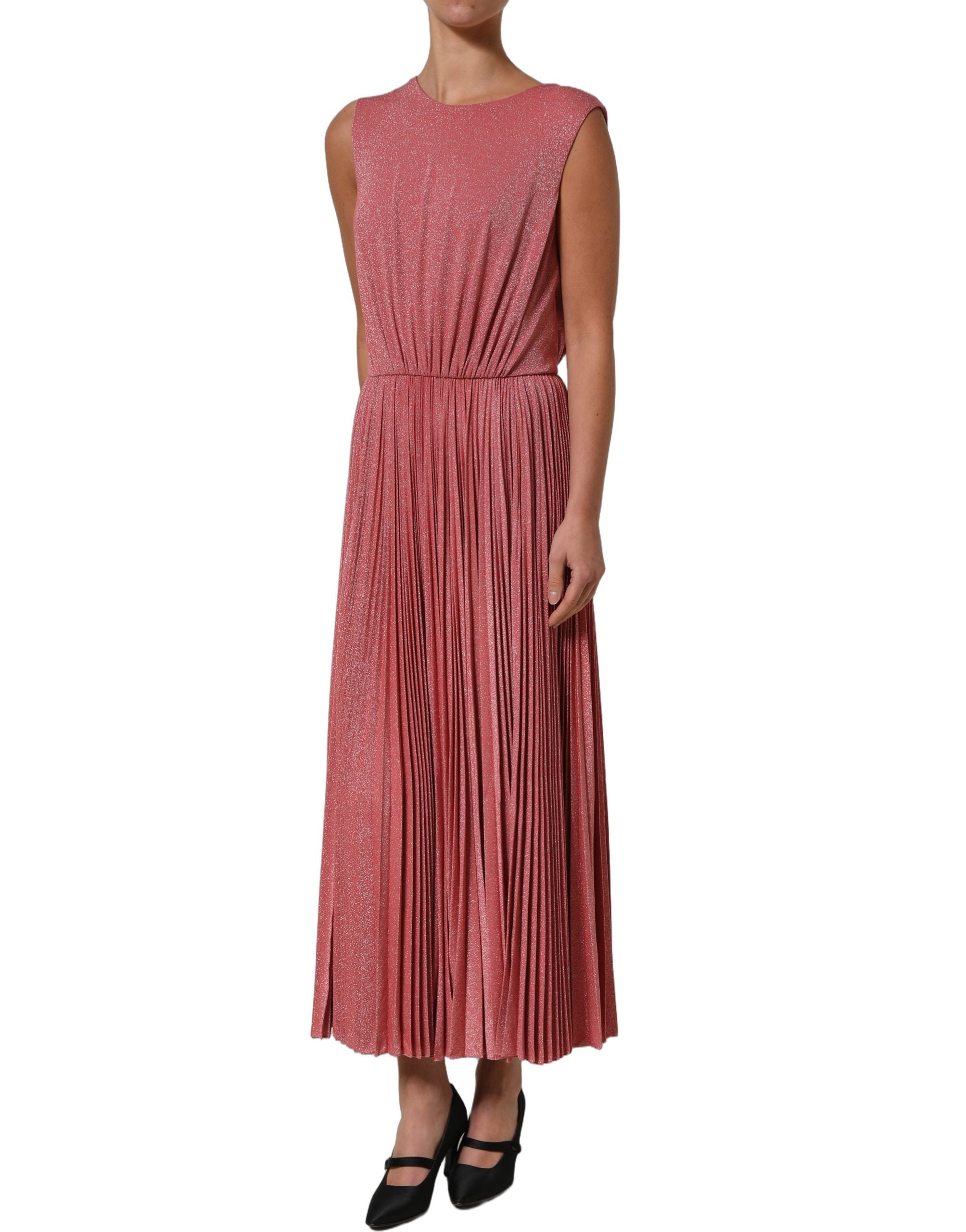 Dolce & Gabbana Maxikleid in Korallenrosa mit Falten und ohne Ärmel-3