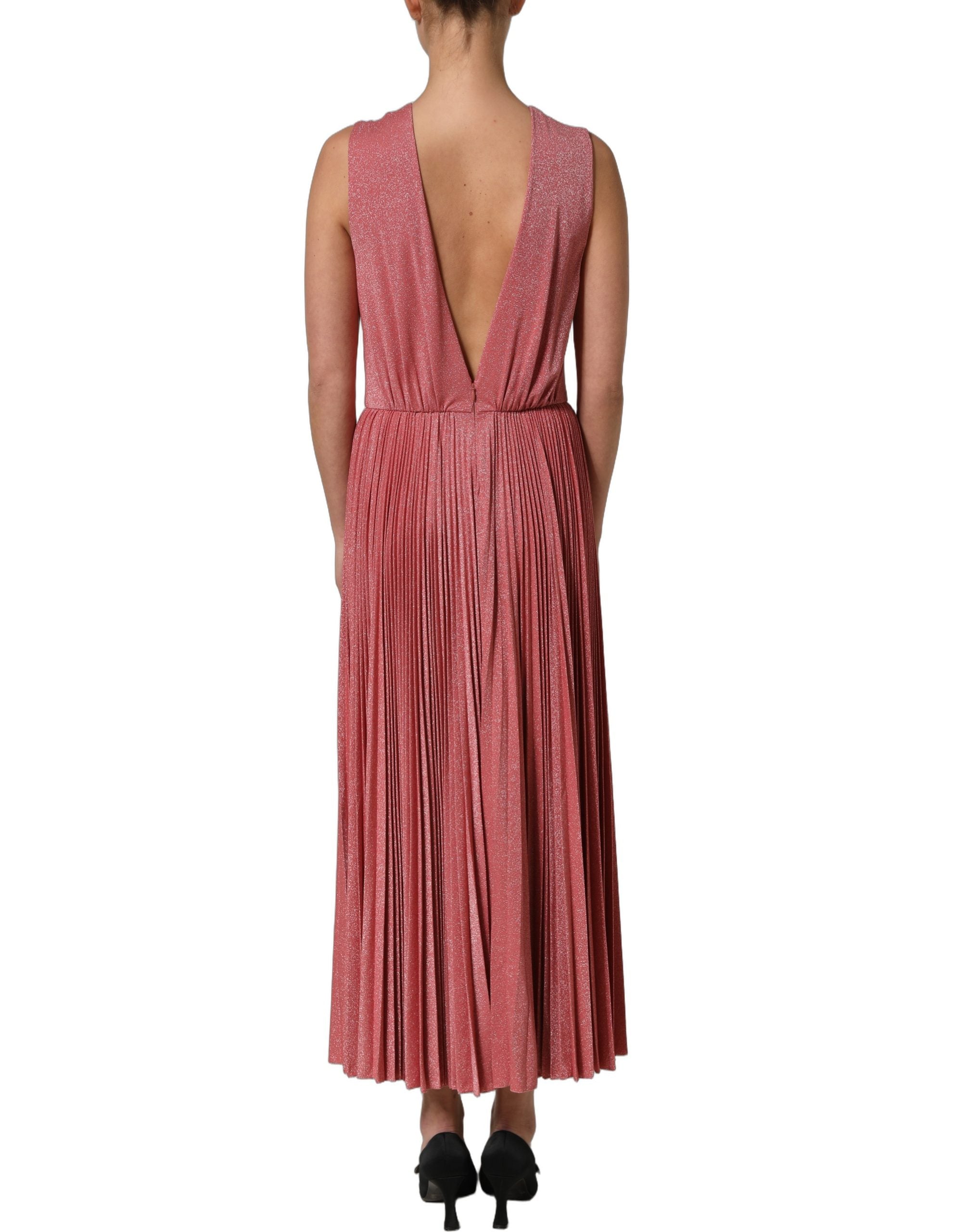 Dolce & Gabbana Maxikleid in Korallenrosa mit Falten und ohne Ärmel-4