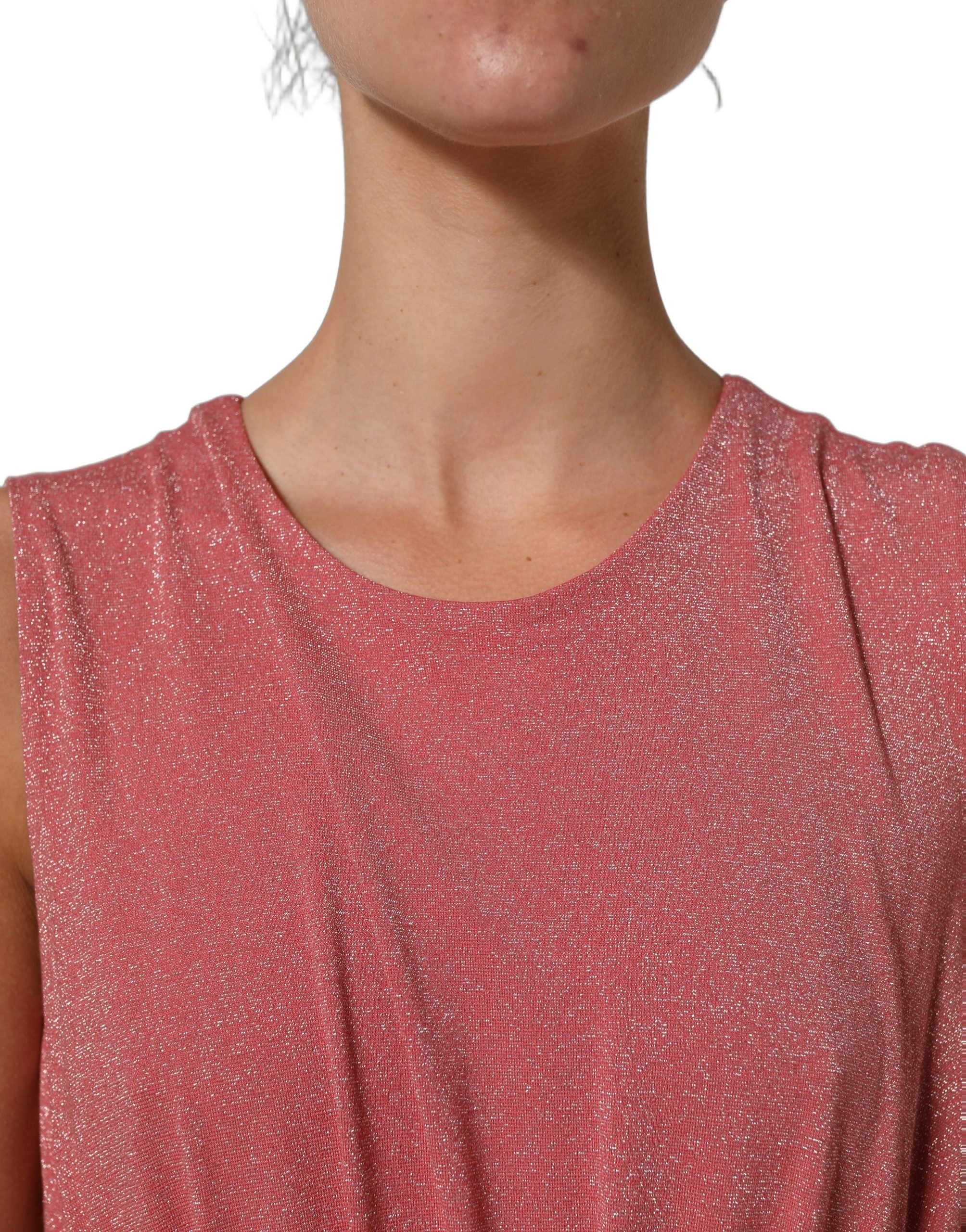 Dolce & Gabbana Maxikleid in Korallenrosa mit Falten und ohne Ärmel-5