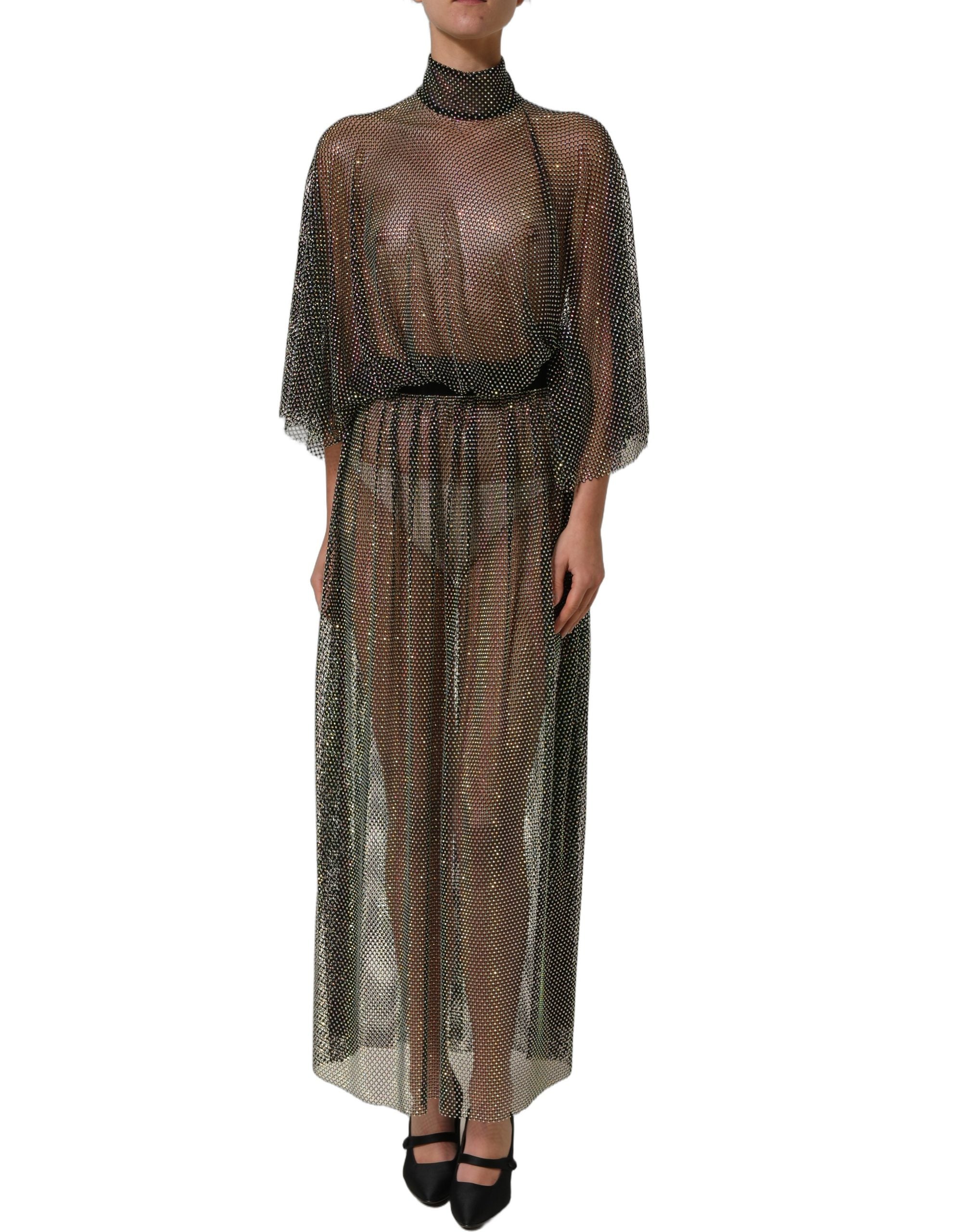 Dolce & Gabbana Maxikleid mit Rollkragen und schwarzen Strasssteinen-2