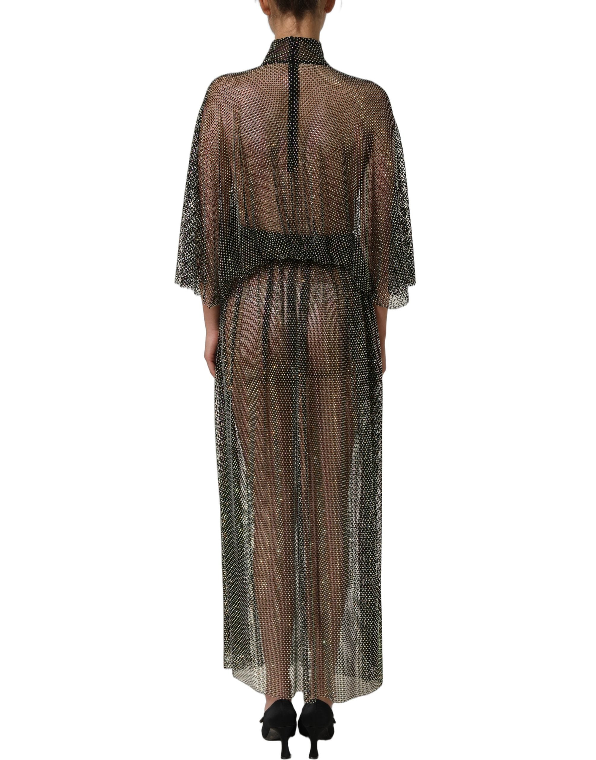 Dolce & Gabbana Maxikleid mit Rollkragen und schwarzen Strasssteinen-4