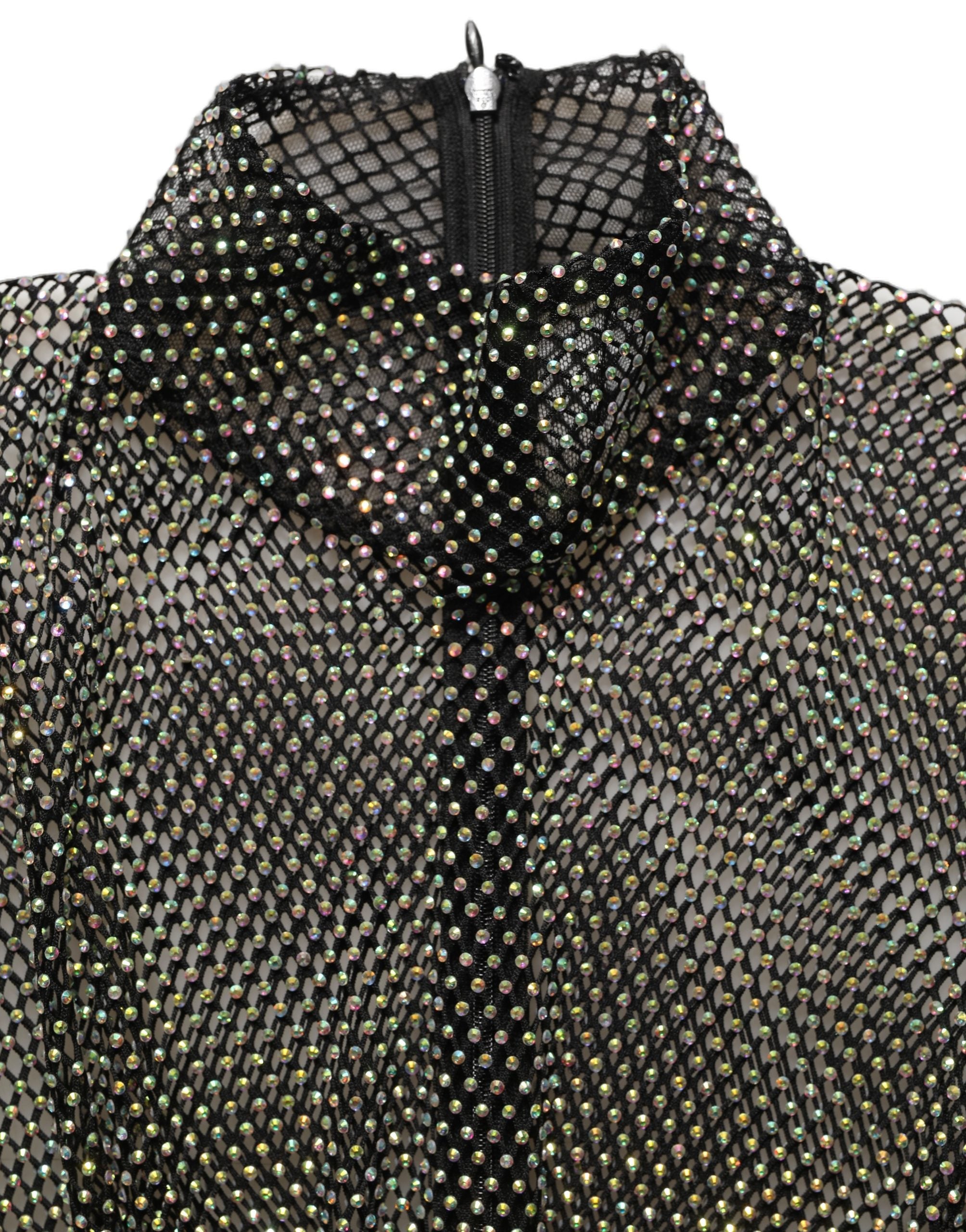 Dolce & Gabbana Maxikleid mit Rollkragen und schwarzen Strasssteinen-6