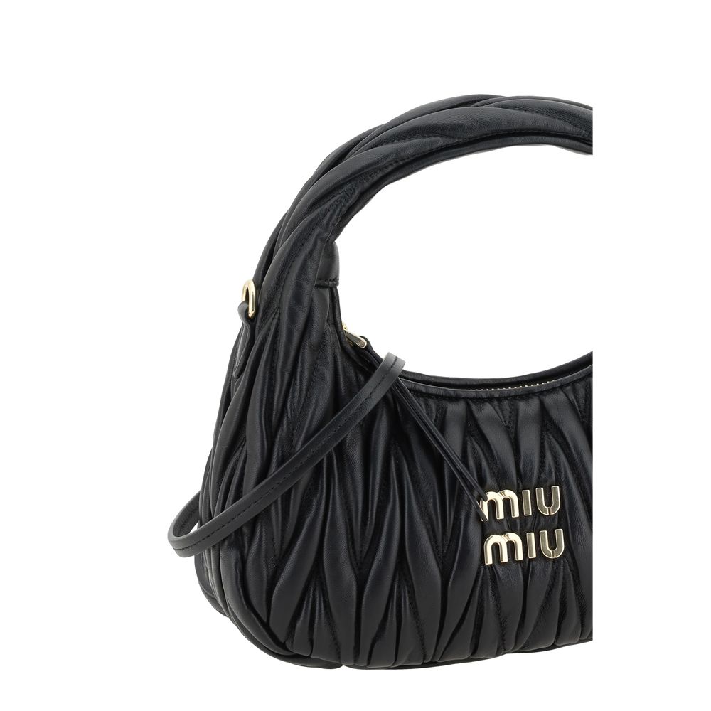 Miu Miu Schwarze Kalbsleder Bos Taurus Handtasche-4