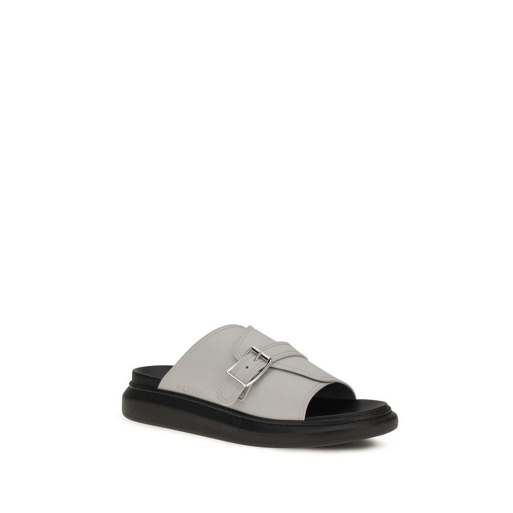 Alexander McQueen Graue Kalbsleder Bos Taurus Plateau-Sandalen-2