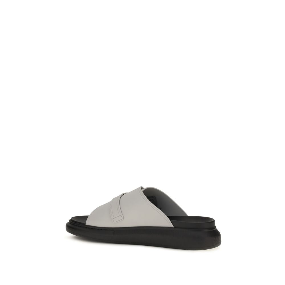 Alexander McQueen Graue Kalbsleder Bos Taurus Plateau-Sandalen-3