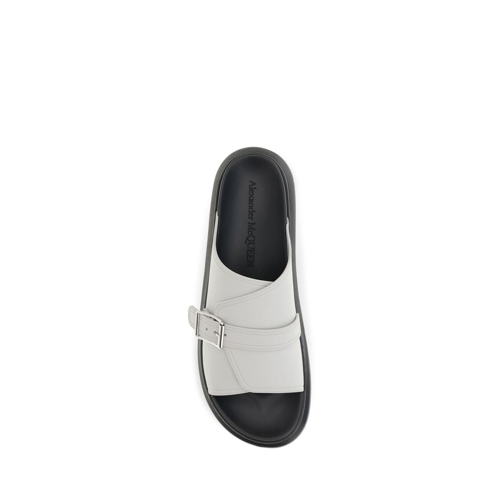 Alexander McQueen Graue Kalbsleder Bos Taurus Plateau-Sandalen-4