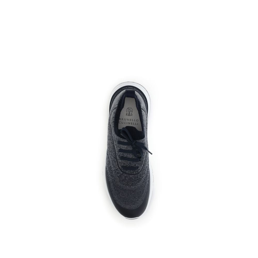 Brunello Cucinelli Graue Sneaker aus Baumwolle im Athletic-Stil-4
