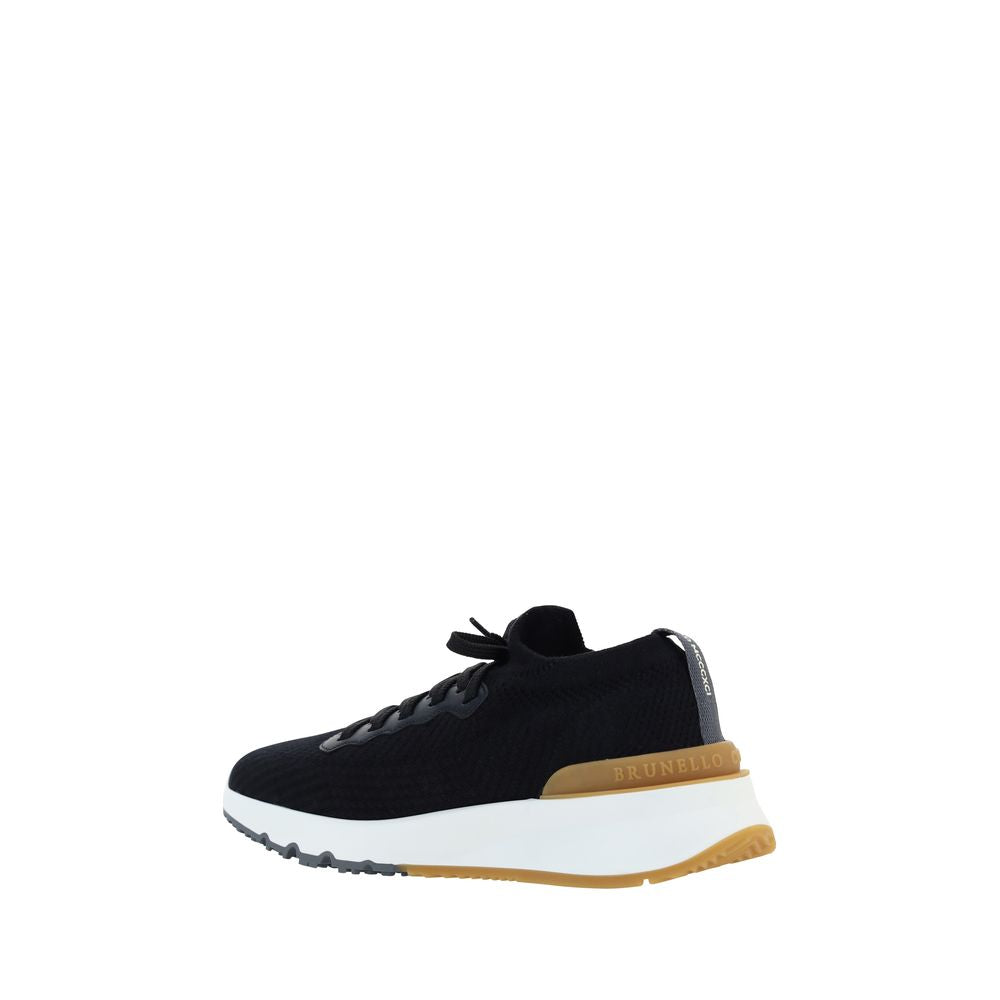 Brunello Cucinelli Schwarze Low-Top-Sneaker aus Baumwolle-3