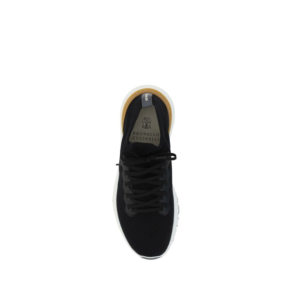 Brunello Cucinelli Schwarze Low-Top-Sneaker aus Baumwolle-4