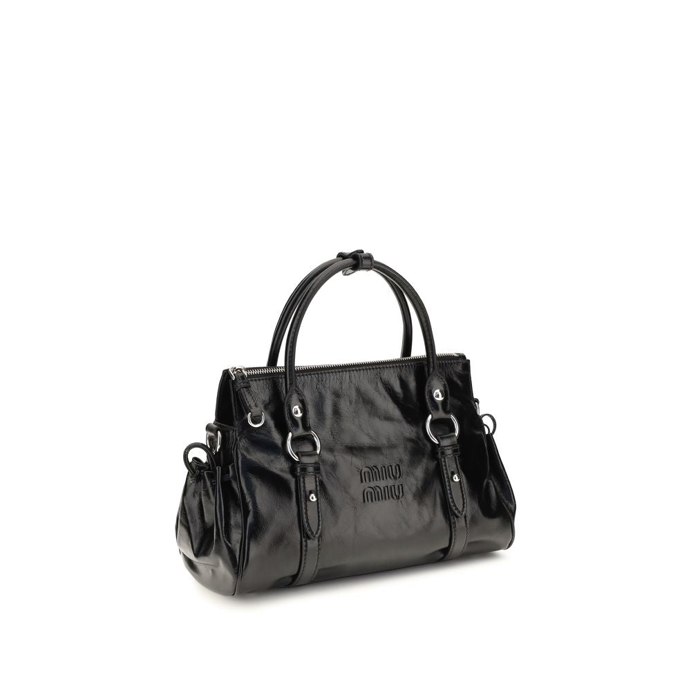 Miu Miu Schwarze Kalbsleder Bos Taurus Handtasche-2