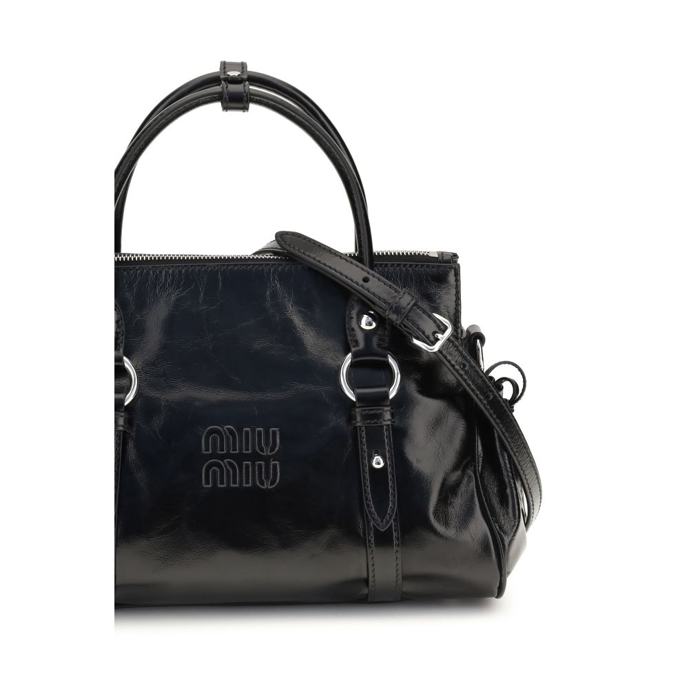 Miu Miu Schwarze Kalbsleder Bos Taurus Handtasche-4
