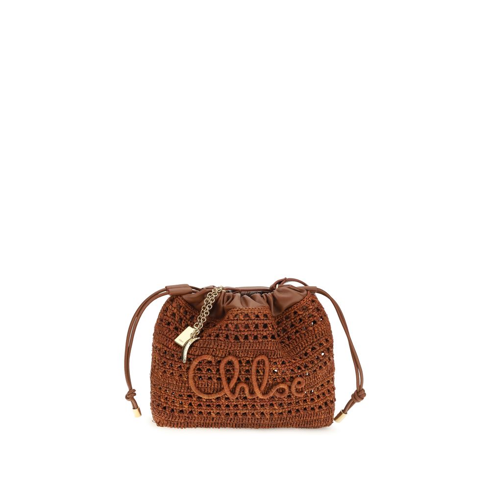 Chloé Braune Raffia-Umhängetasche-1