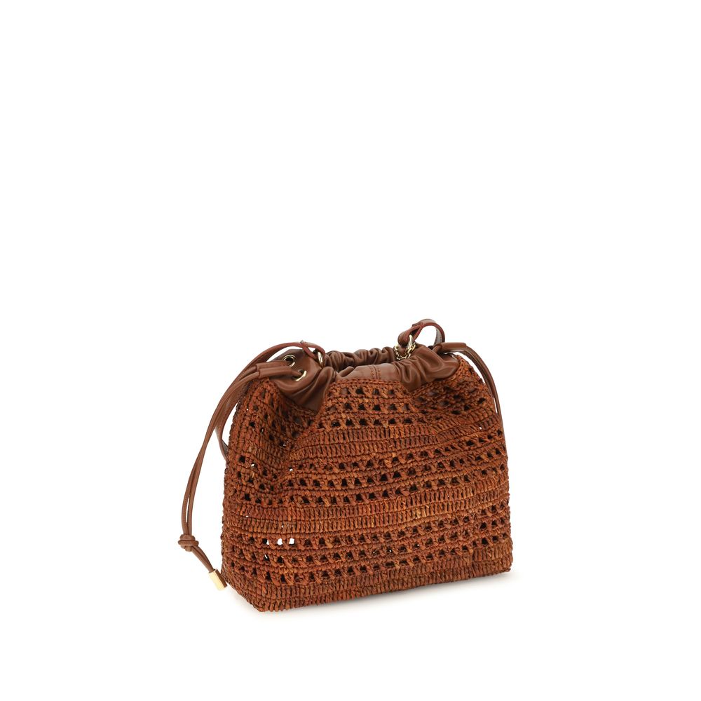 Chloé Braune Raffia-Umhängetasche-3