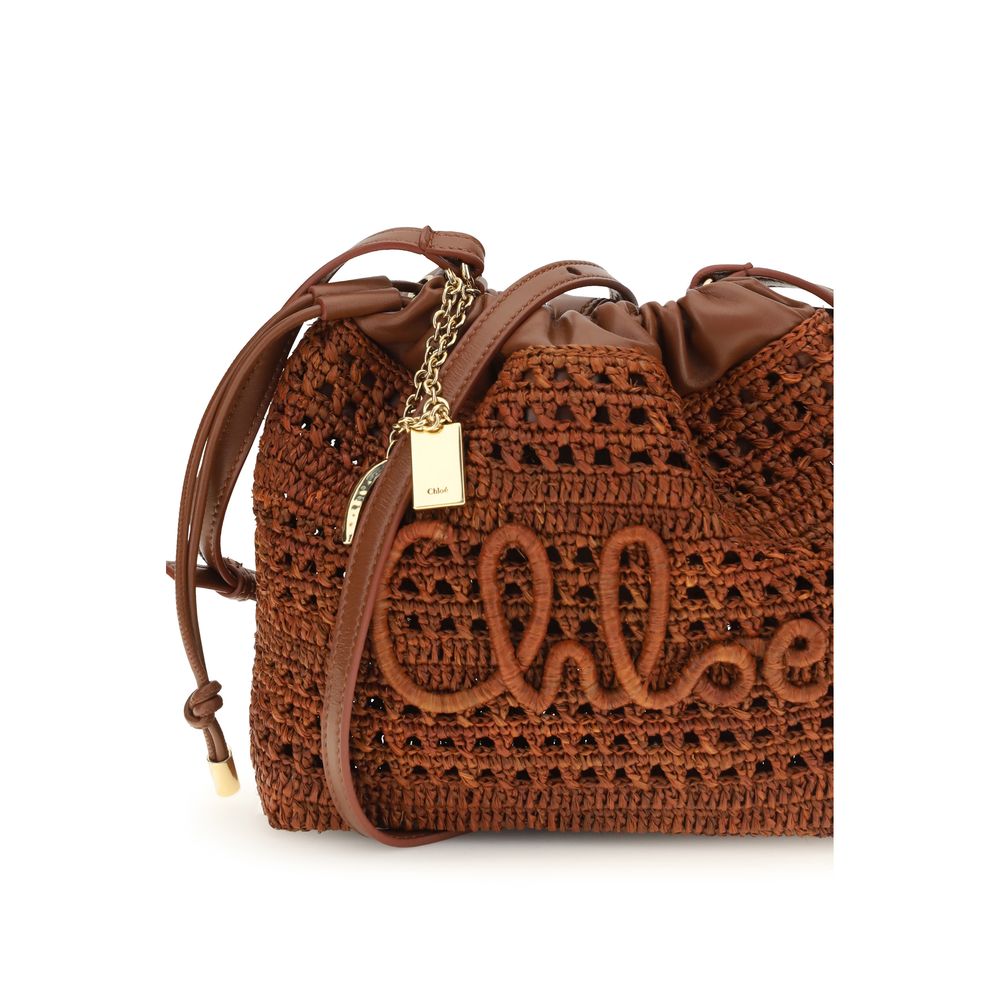 Chloé Braune Raffia-Umhängetasche-4