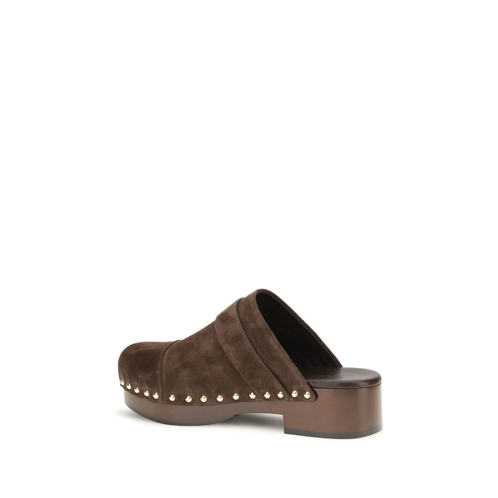 Chloé Braune Kalbsleder Bos Taurus Clogs-3