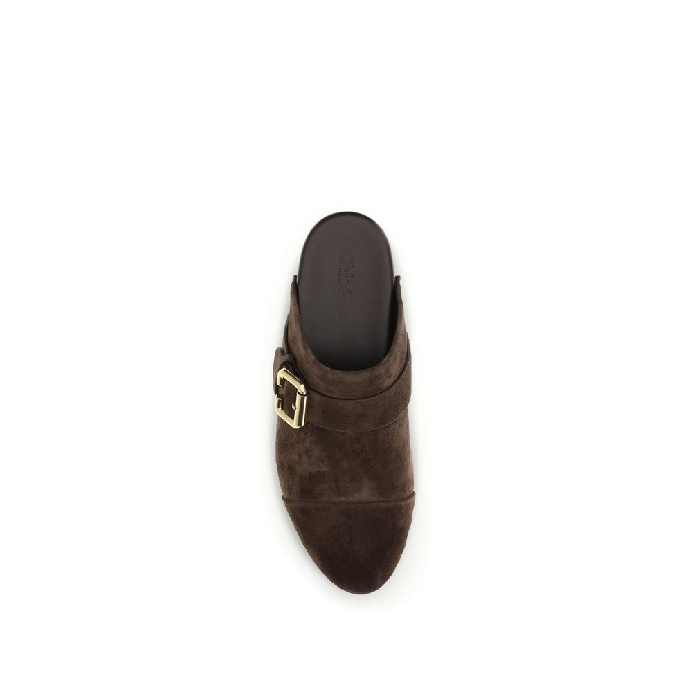 Chloé Braune Kalbsleder Bos Taurus Clogs-4