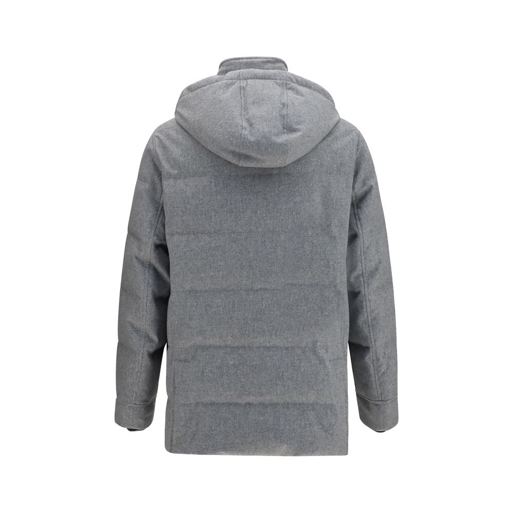 Brunello Cucinelli Graue Lammfelljacke Aries aus Wolle, durchgehend-2