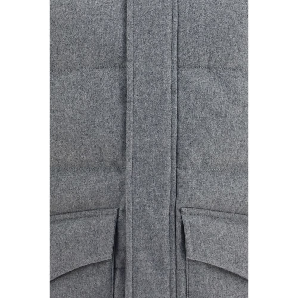 Brunello Cucinelli Graue Lammfelljacke Aries aus Wolle, durchgehend-3