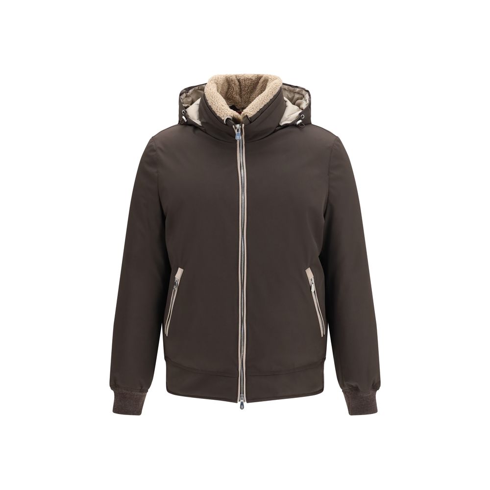 Brunello Cucinelli Brauner Bomber aus Polyamid-1