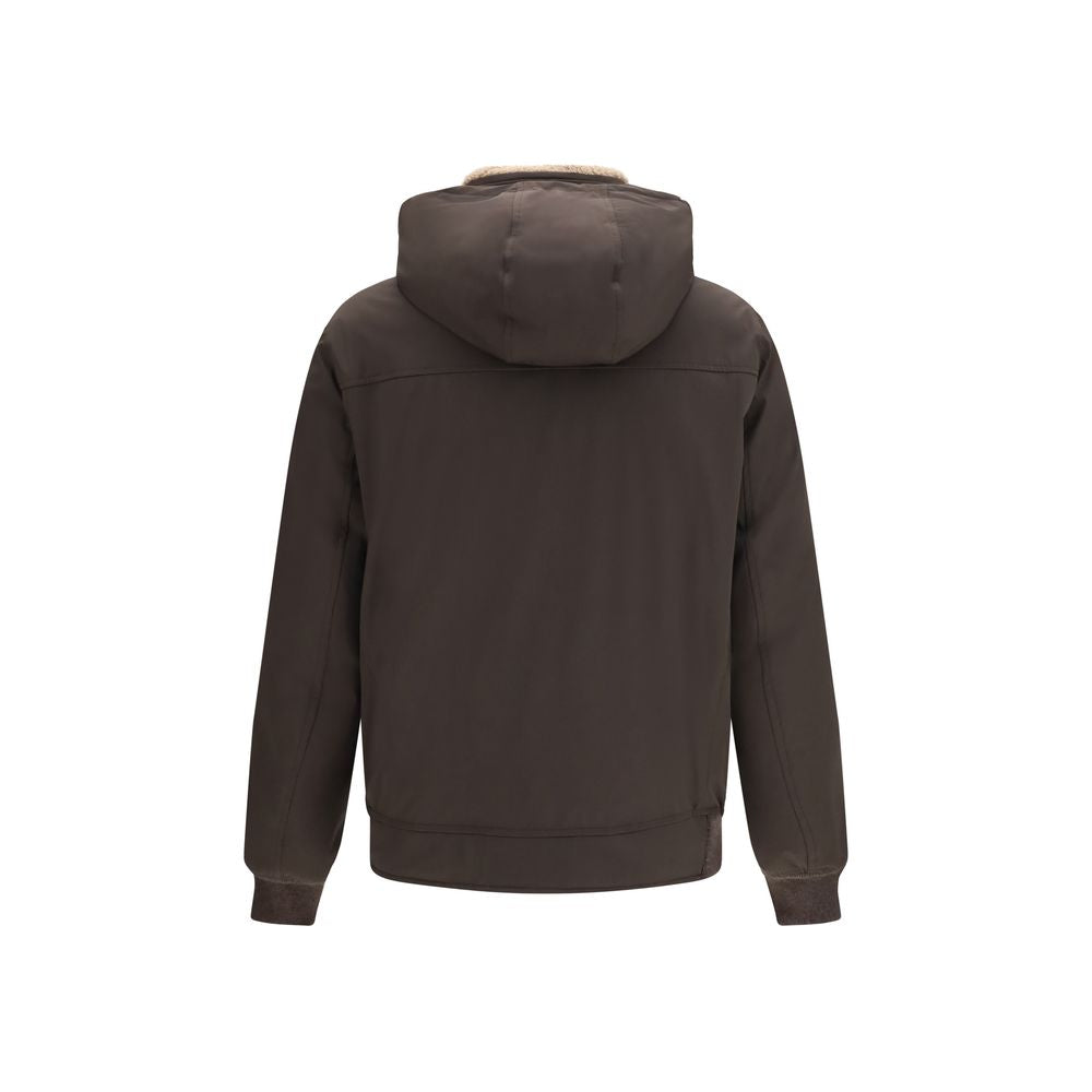 Brunello Cucinelli Brauner Bomber aus Polyamid-2