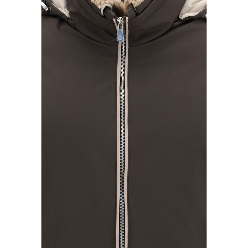 Brunello Cucinelli Brauner Bomber aus Polyamid-3