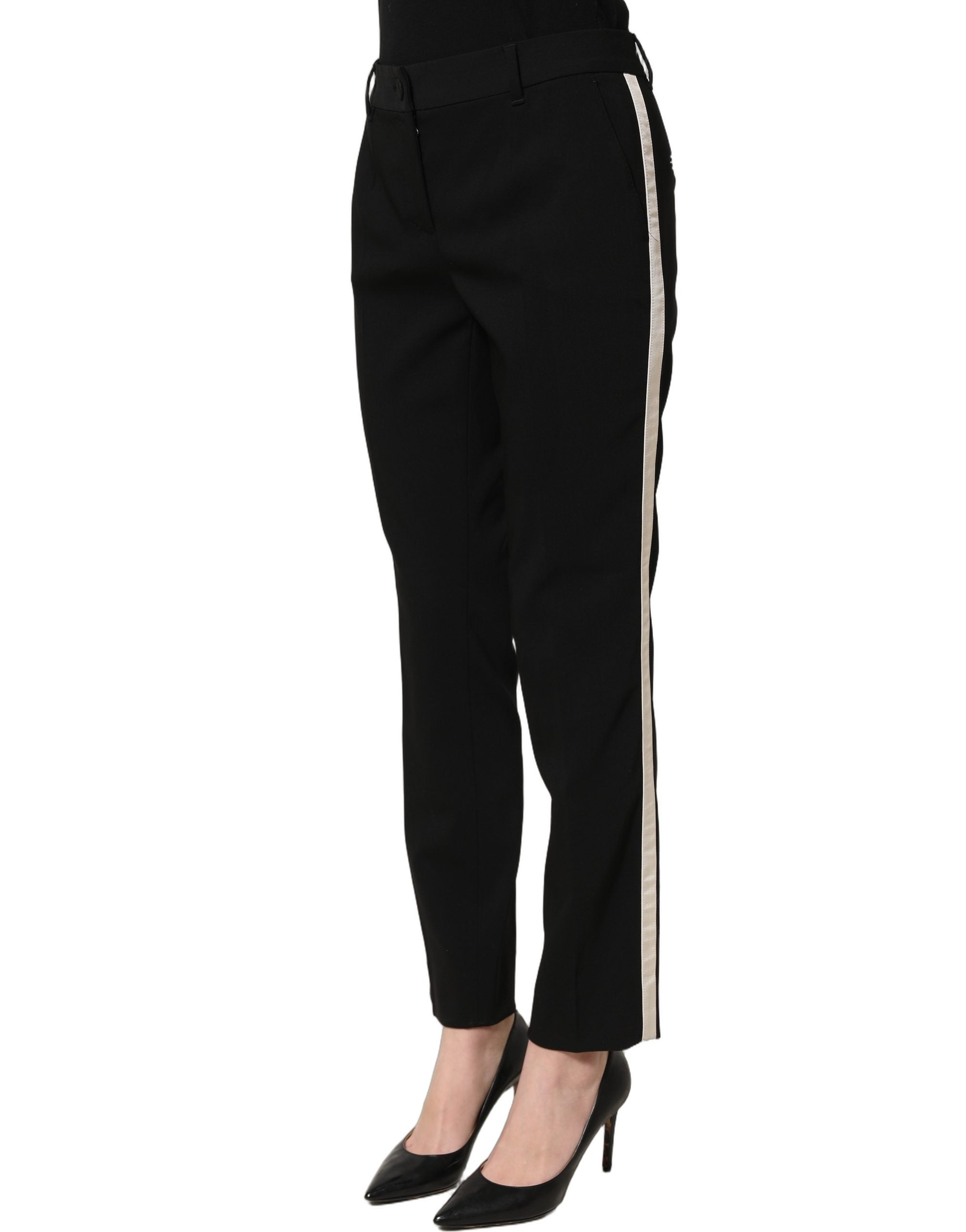 Dolce & Gabbana Schwarze High-Waist Straight Leg Hose-4