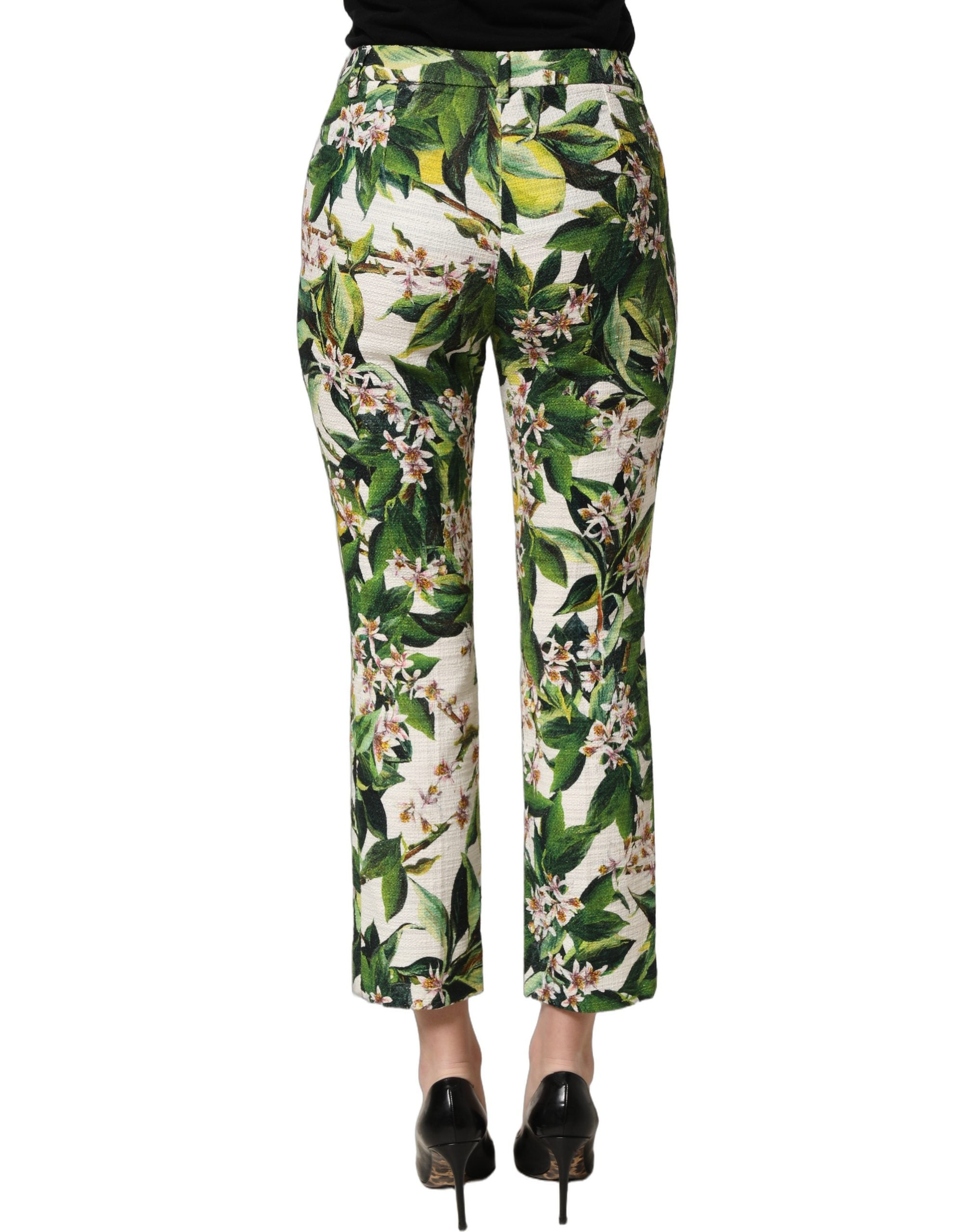 Dolce & Gabbana Weiße Cropped Hose mit Blumenprint-5
