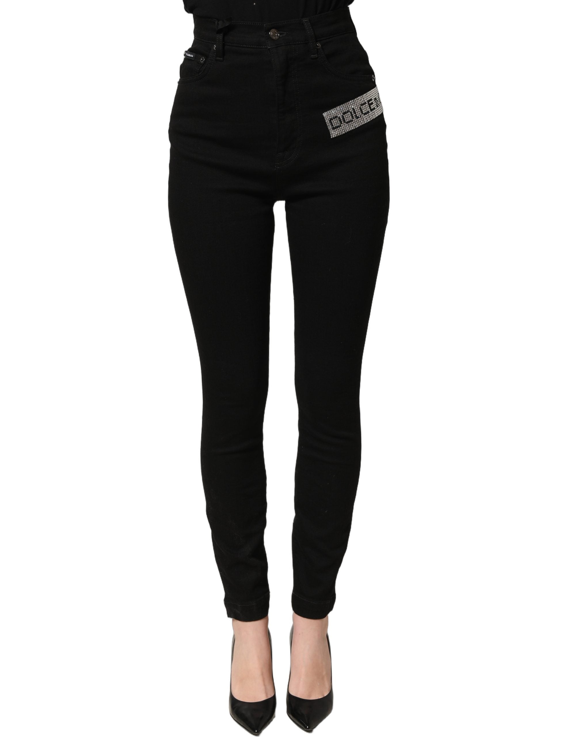 Dolce & Gabbana Schwarze Grace Jeans mit Strasssteinen und hoher Taille-3